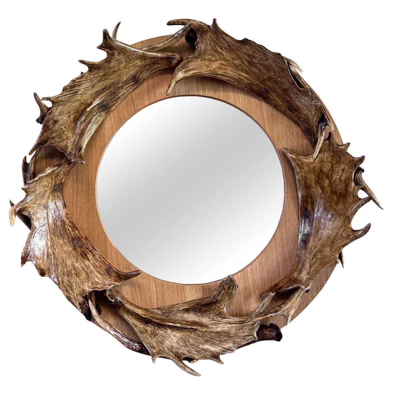 21st Century Round Antler-Style Round Mirror from Scotland For Sale