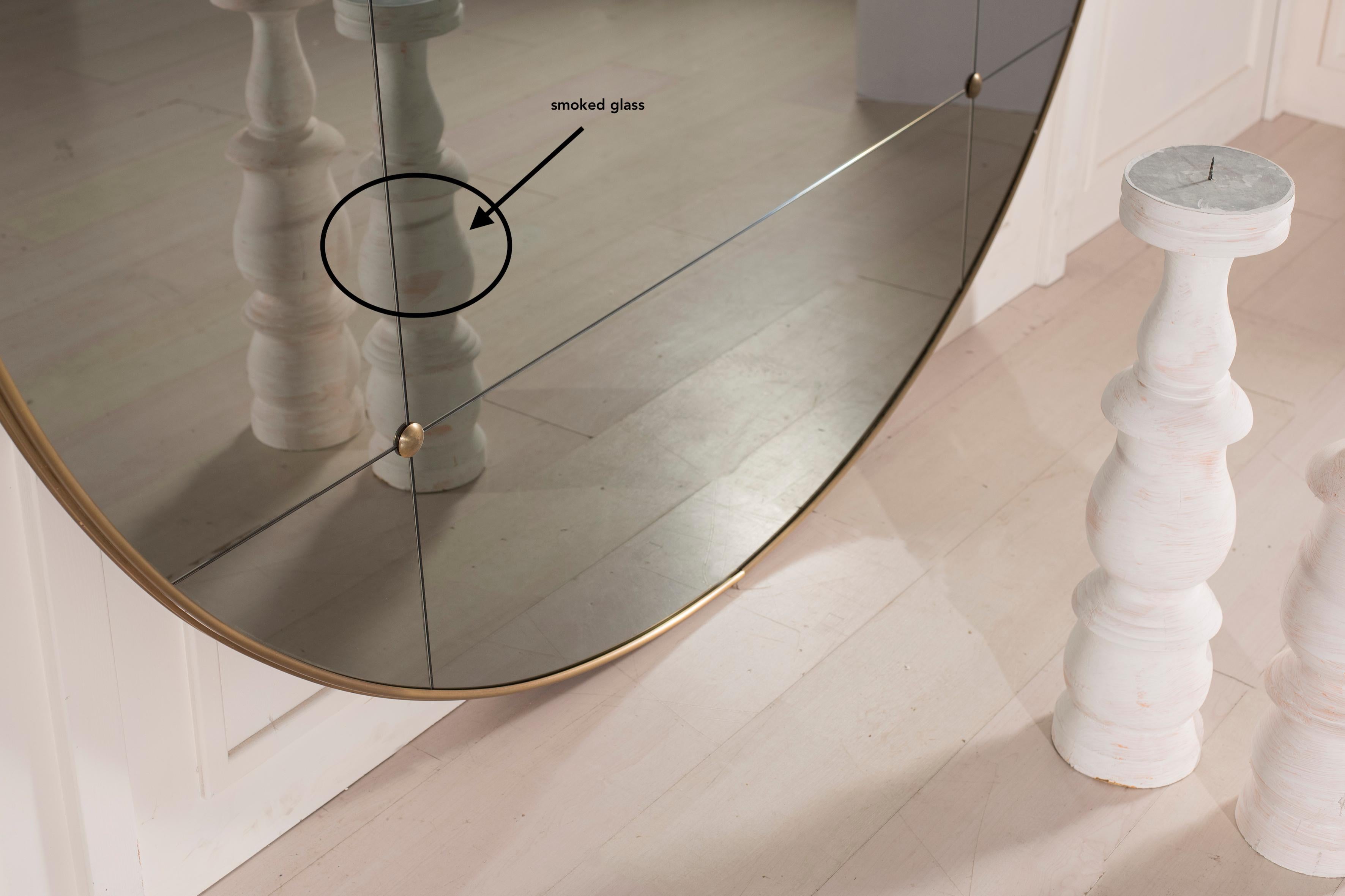 21. Jahrhundert Runde Art Deco Stil getäfelt Classic Glas Messing Spiegel 110 CM im Angebot 1