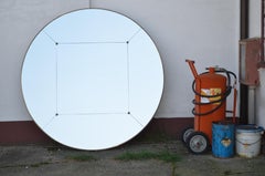 21st Century Round Art Deco Style Paneled Classic Glass Brass Mirror 150 CM