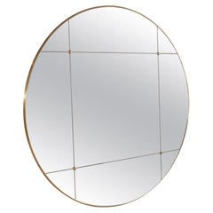 21st Century Round Art Deco Style Paneled Classic Glass Brass Mirror 160 CM