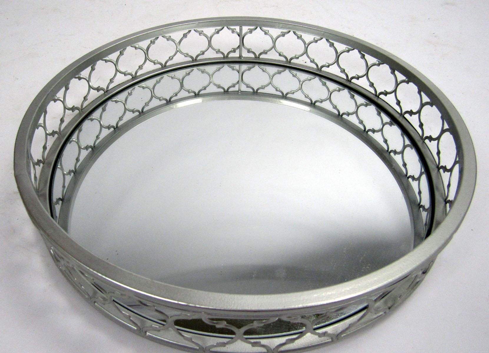 21st Century Round Decorative Mirrored Tray 1