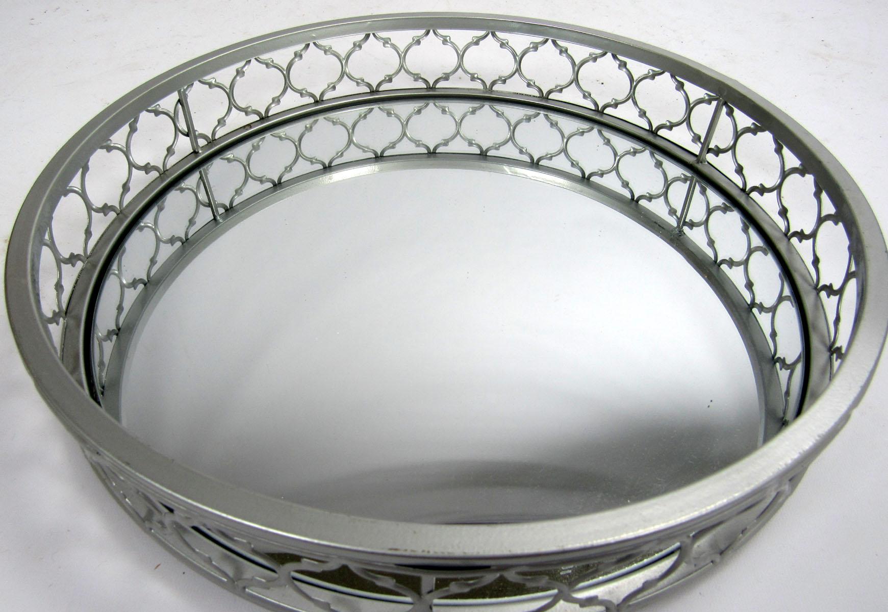 21st Century Round Decorative Mirrored Tray 2