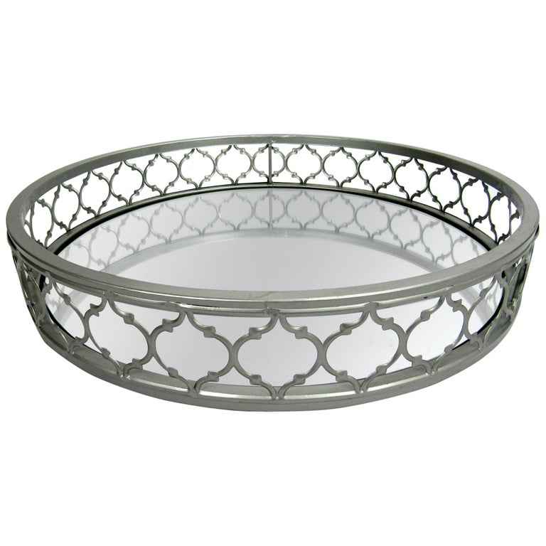 21st Century Round Decorative Mirrored Tray at 1stDibs