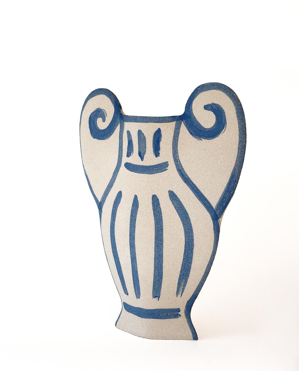 A part of a captivating new line blending ancient Greek pottery with contemporary design, the ‘Greek Krater’ vase showcases delicate blue underglaze illustrations that harmonize traditional and modern aesthetics.
Crafted by our designer, the blue
