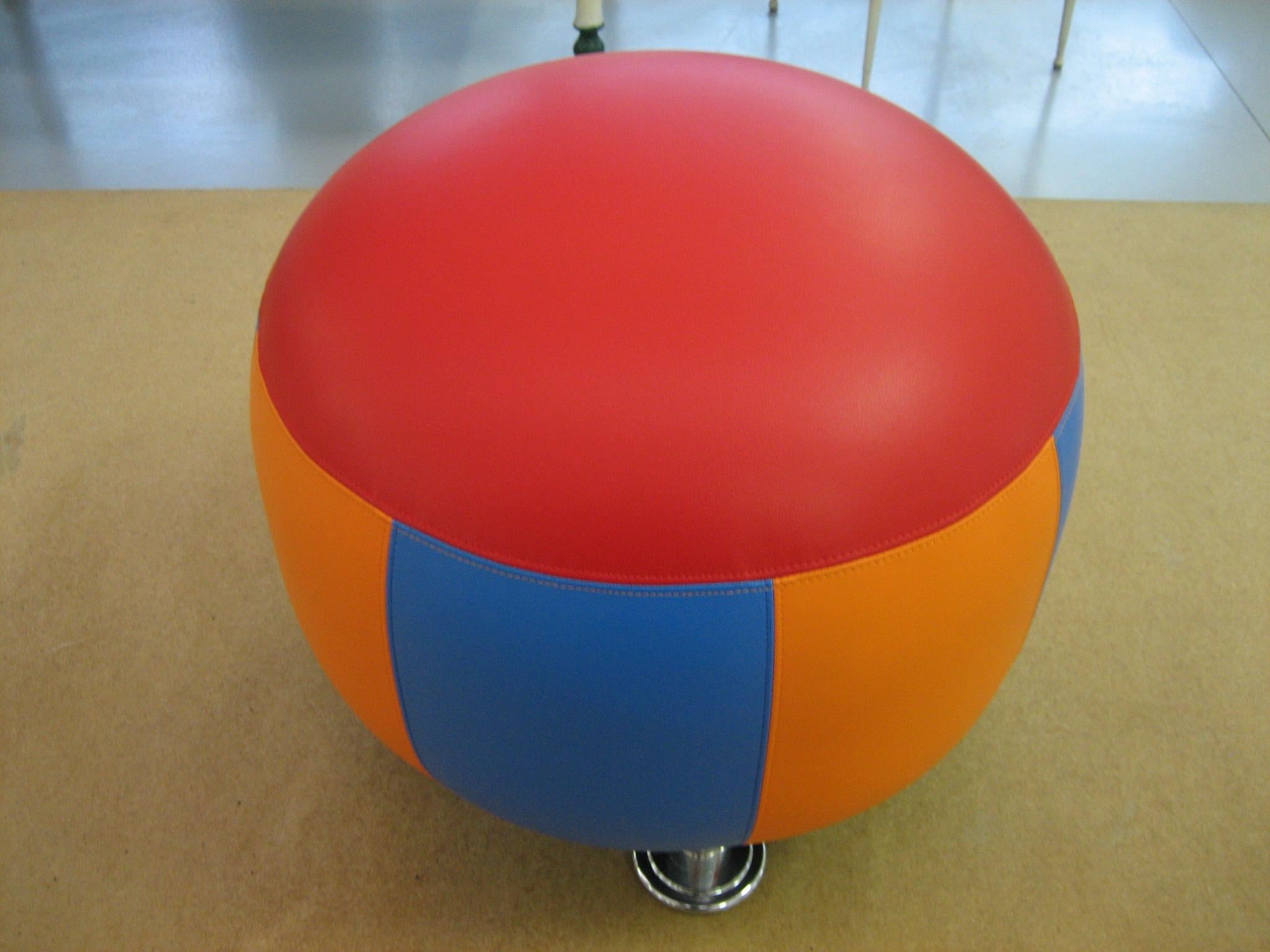 Hand-Crafted Pouf eco-leather  by Anna Gili Milan colored faux leather pouf  Made in Italy For Sale