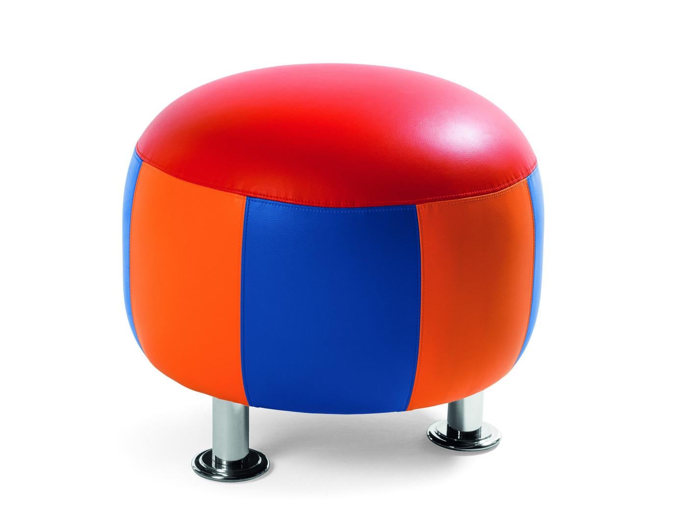 Post-Modern Pouf eco-leather  by Anna Gili Milan colored faux leather pouf  Made in Italy For Sale