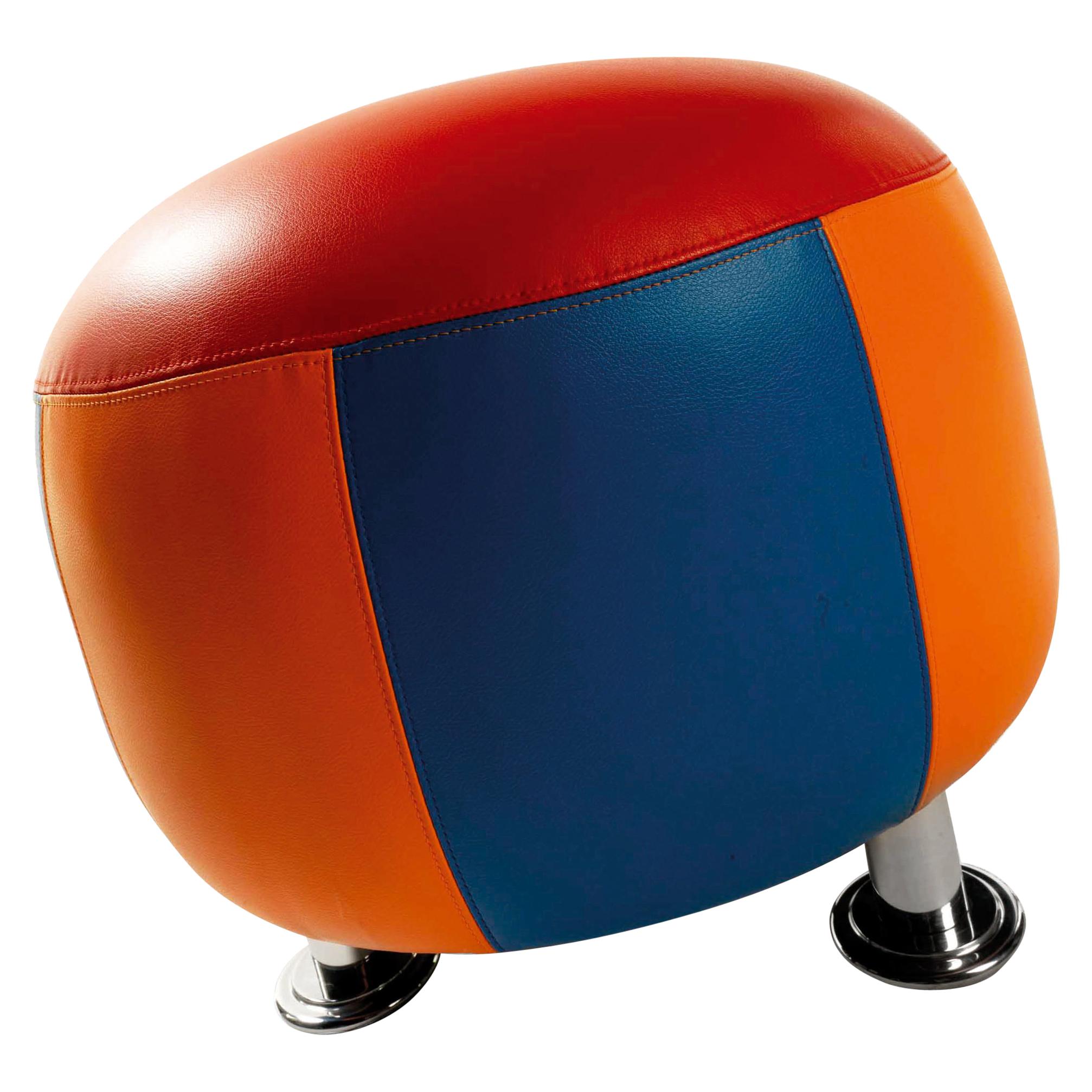 Pouf eco-leather  by Anna Gili Milan colored faux leather pouf  Made in Italy For Sale