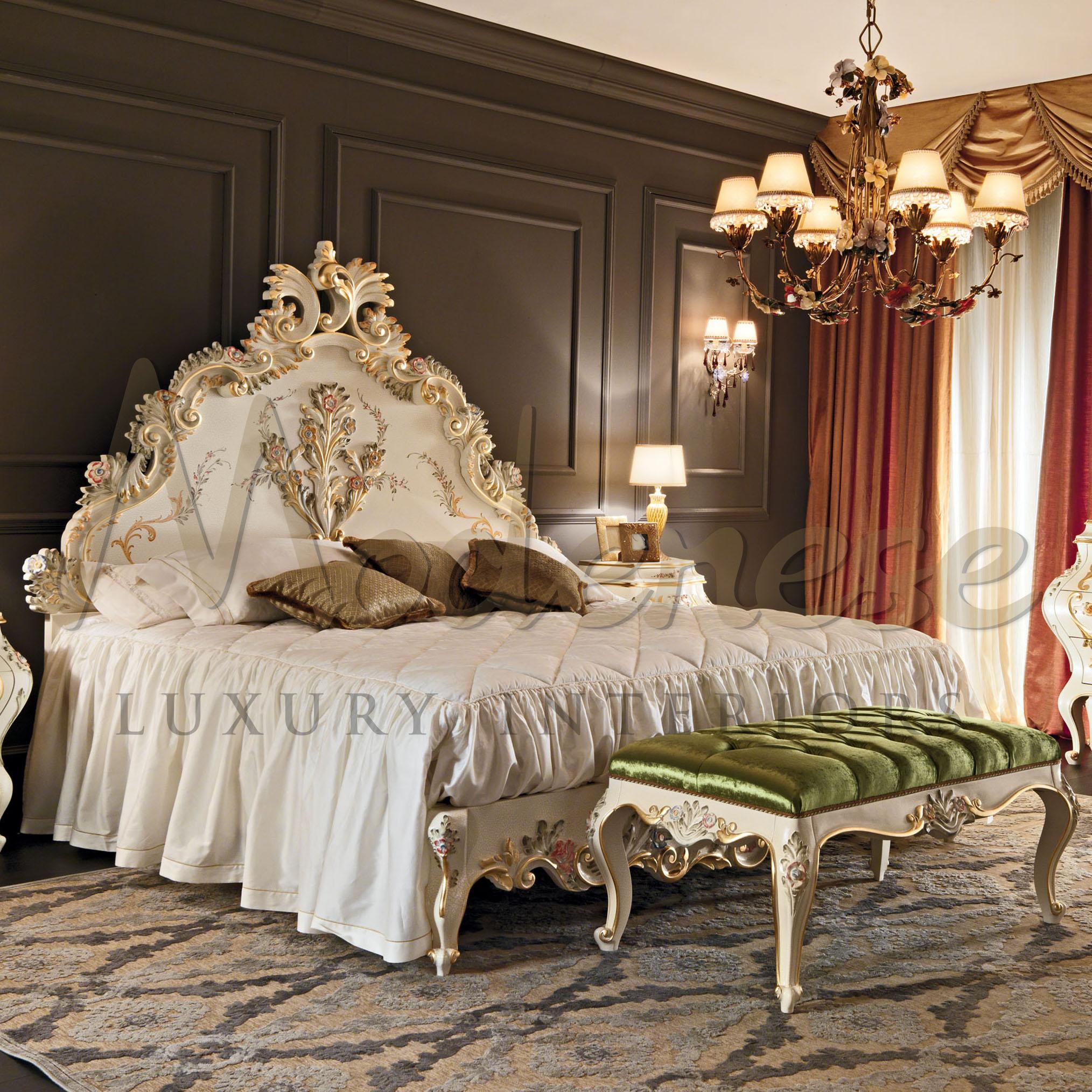 Italian 21st Century Royal Double Bed, Baroque Handpainted by Modenese Gastone Interiors For Sale