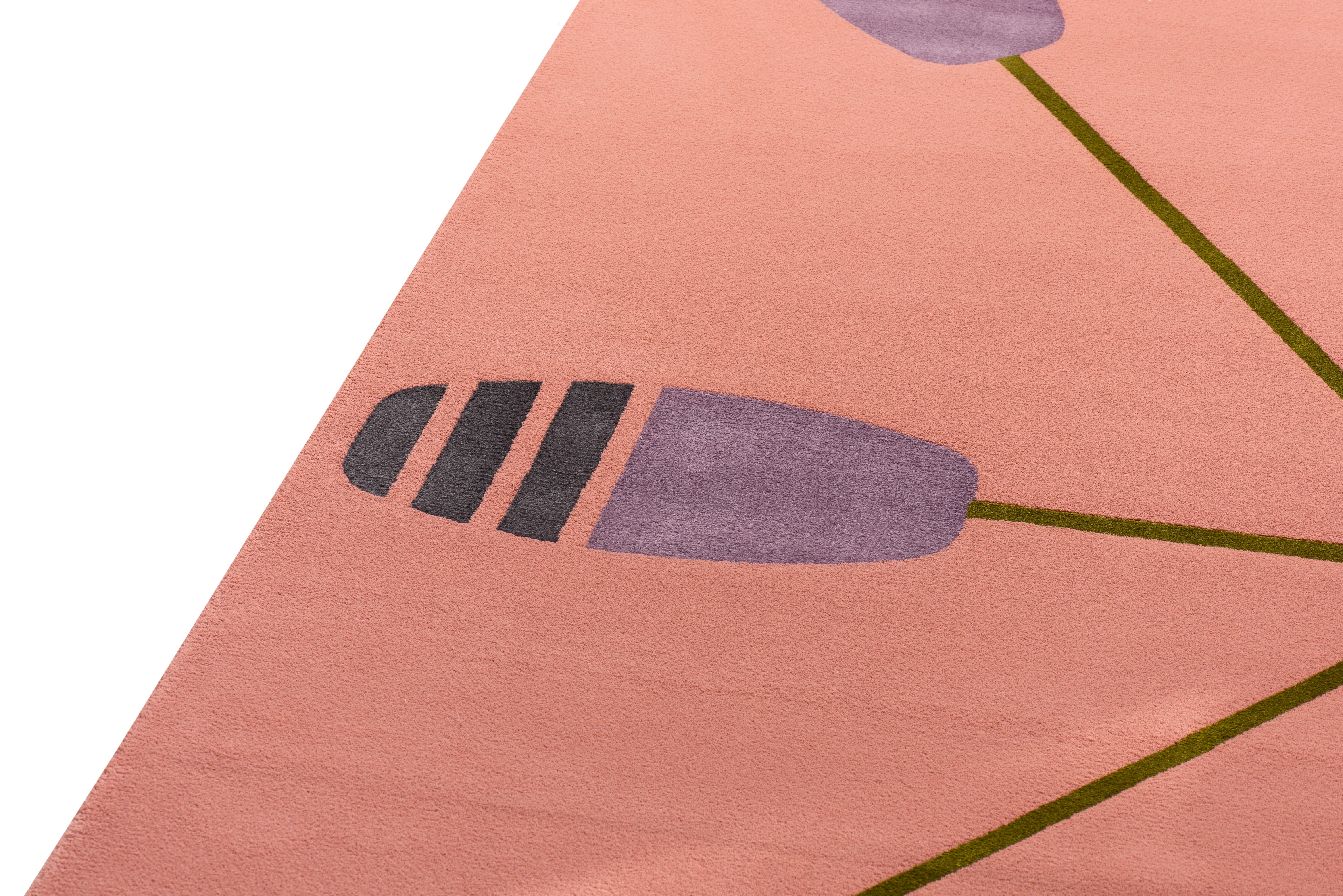 Organic Modern 21st Century Rug, Tinged Leaves I Flowery For Sale