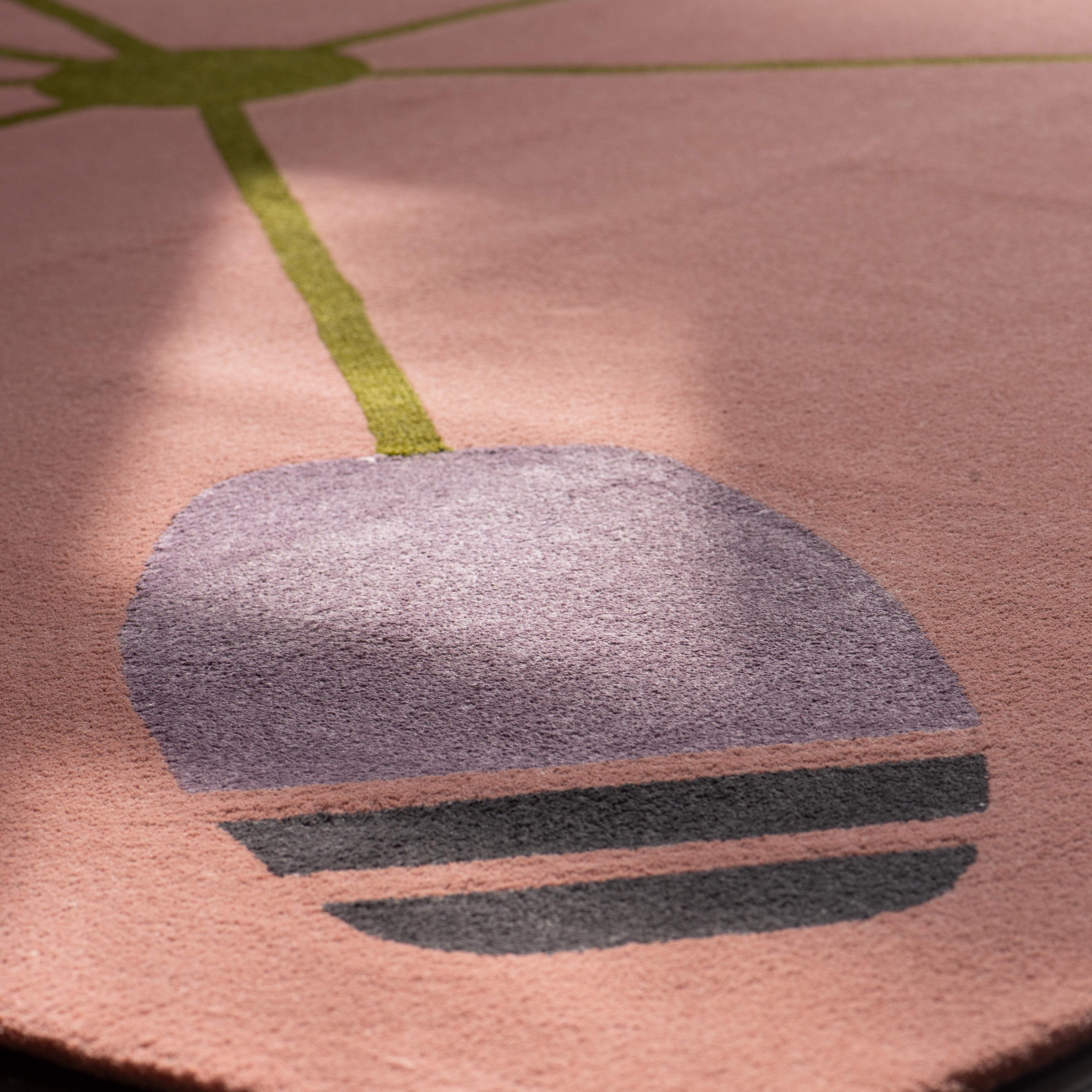 21st Century Rug, Tinged Leaves I Flowery For Sale 1