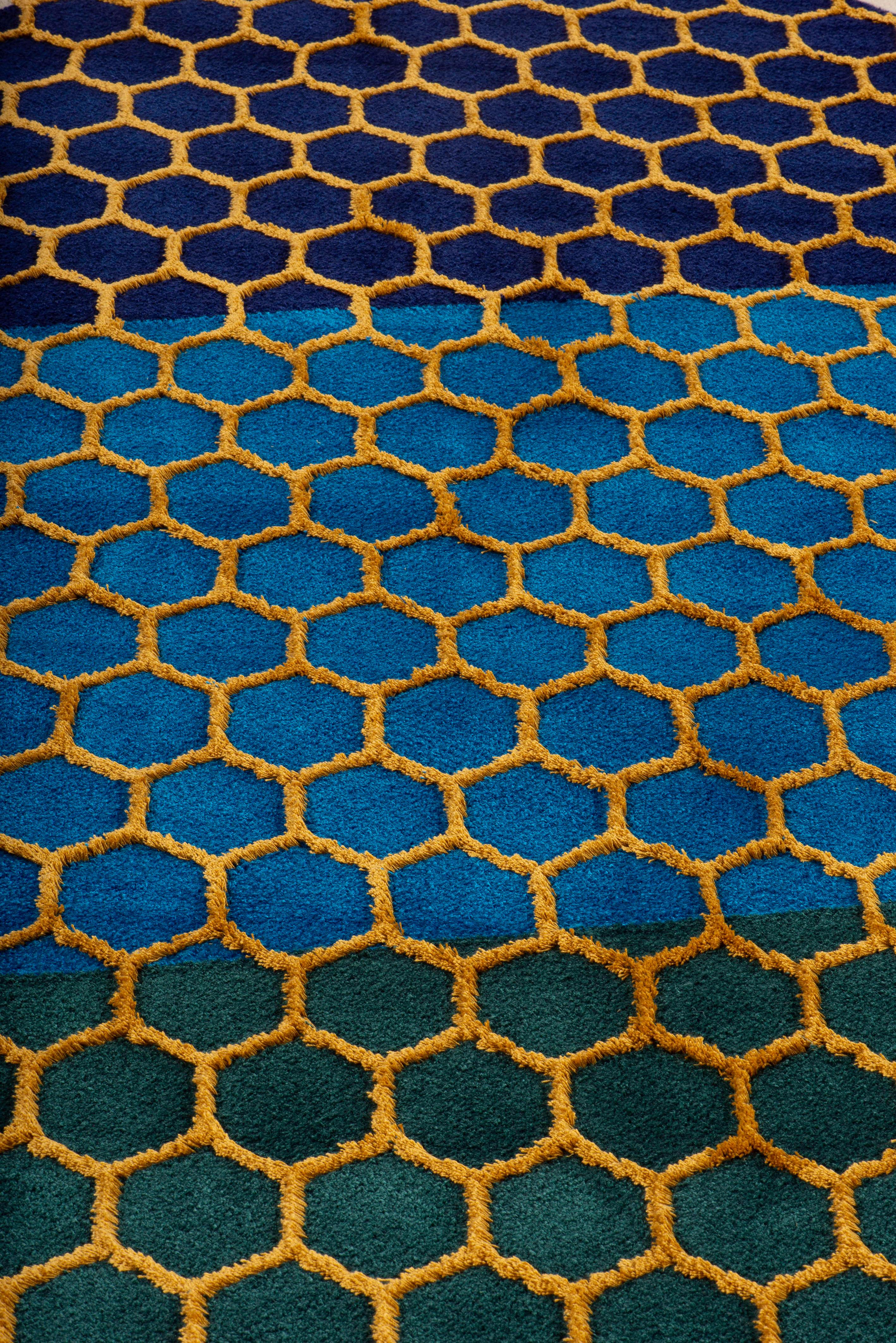 Organic Modern 21st Century Rug, Weightlessness I Yellow For Sale
