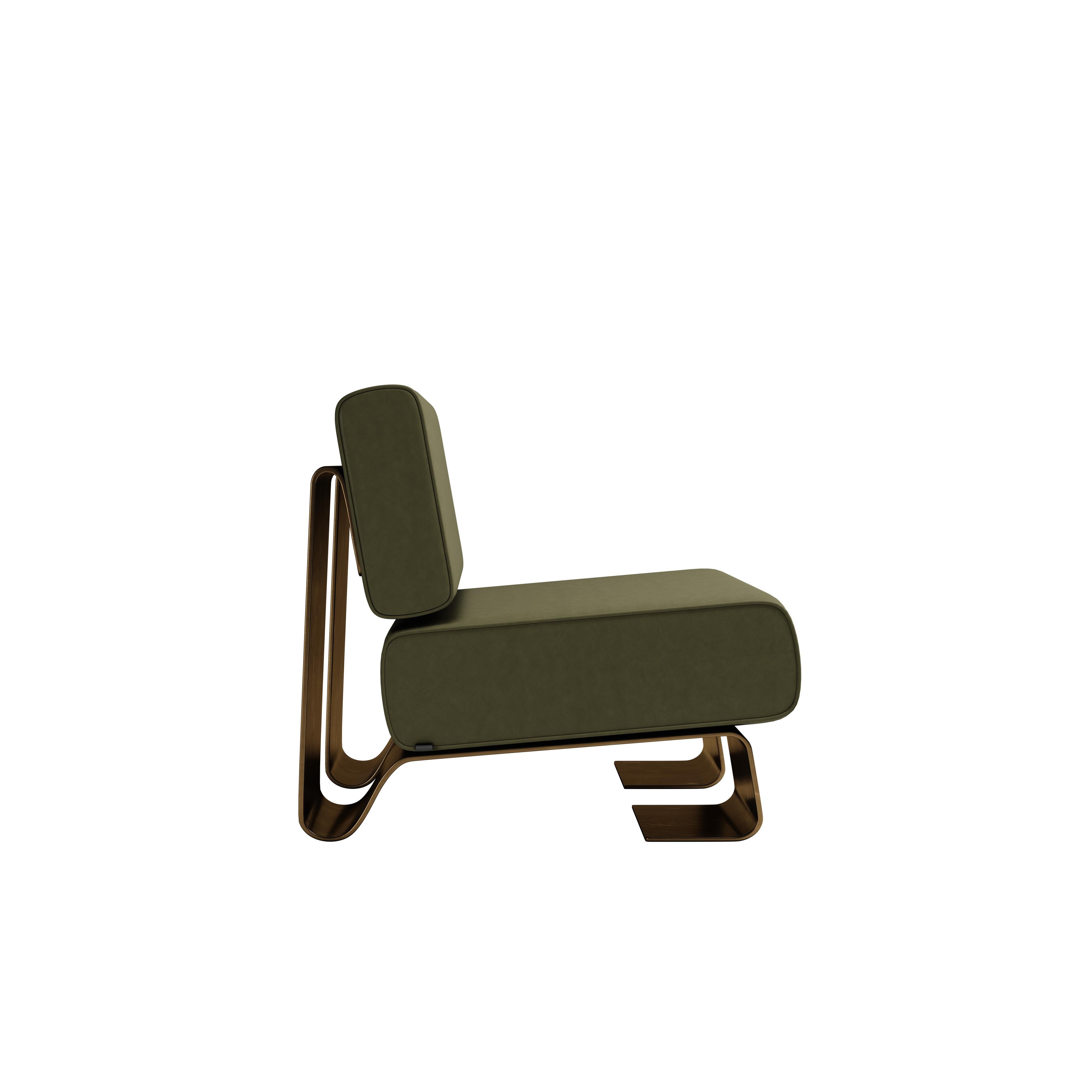 21st Century Rushmore Armchair Brass Leather by Porus Studio For Sale 8