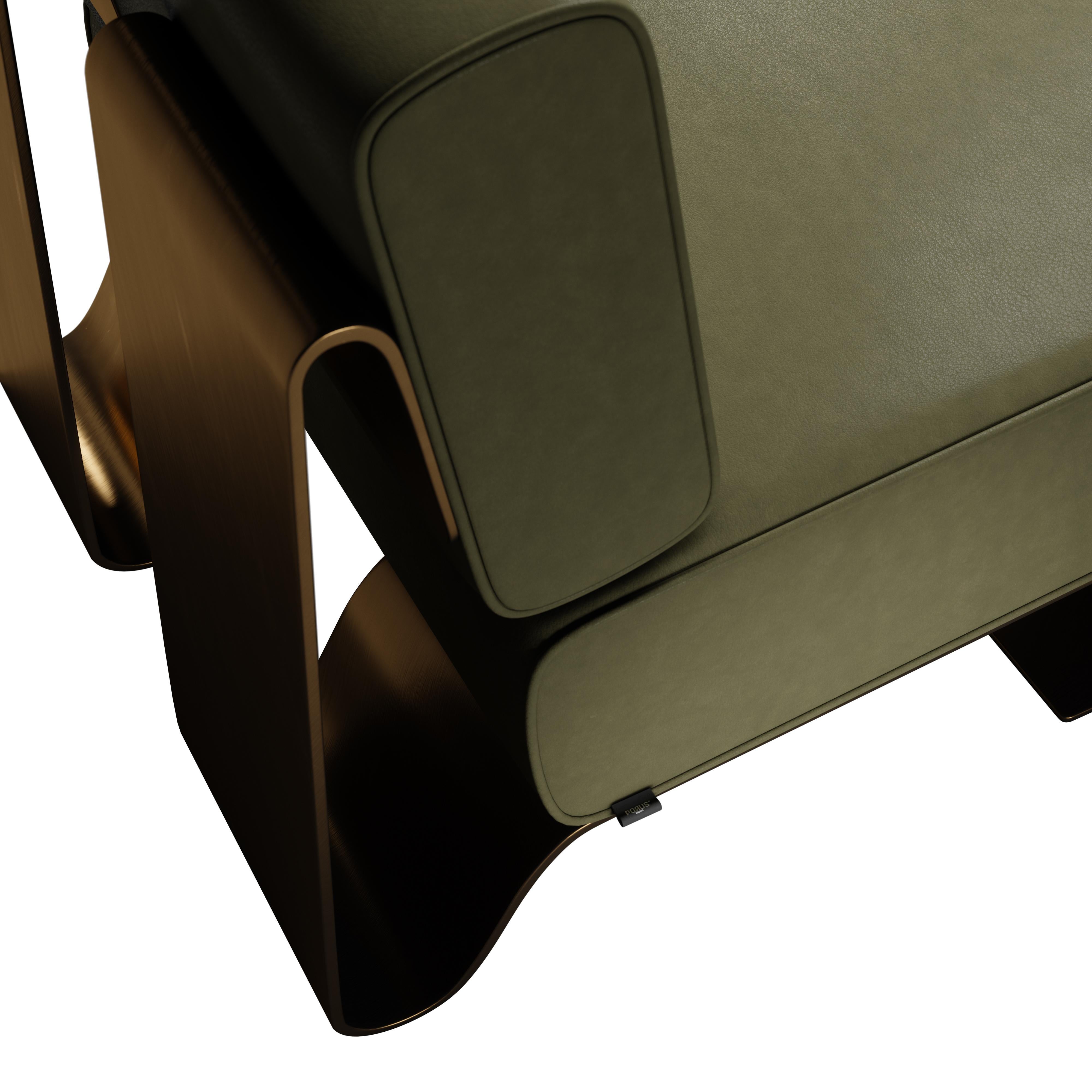 Rushmore-Sessel aus Messing und Leder von Porus Studio, 21. Jahrhundert im Angebot 13