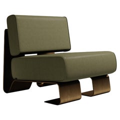 21st Century Rushmore Armchair Brass Leather by Porus Studio