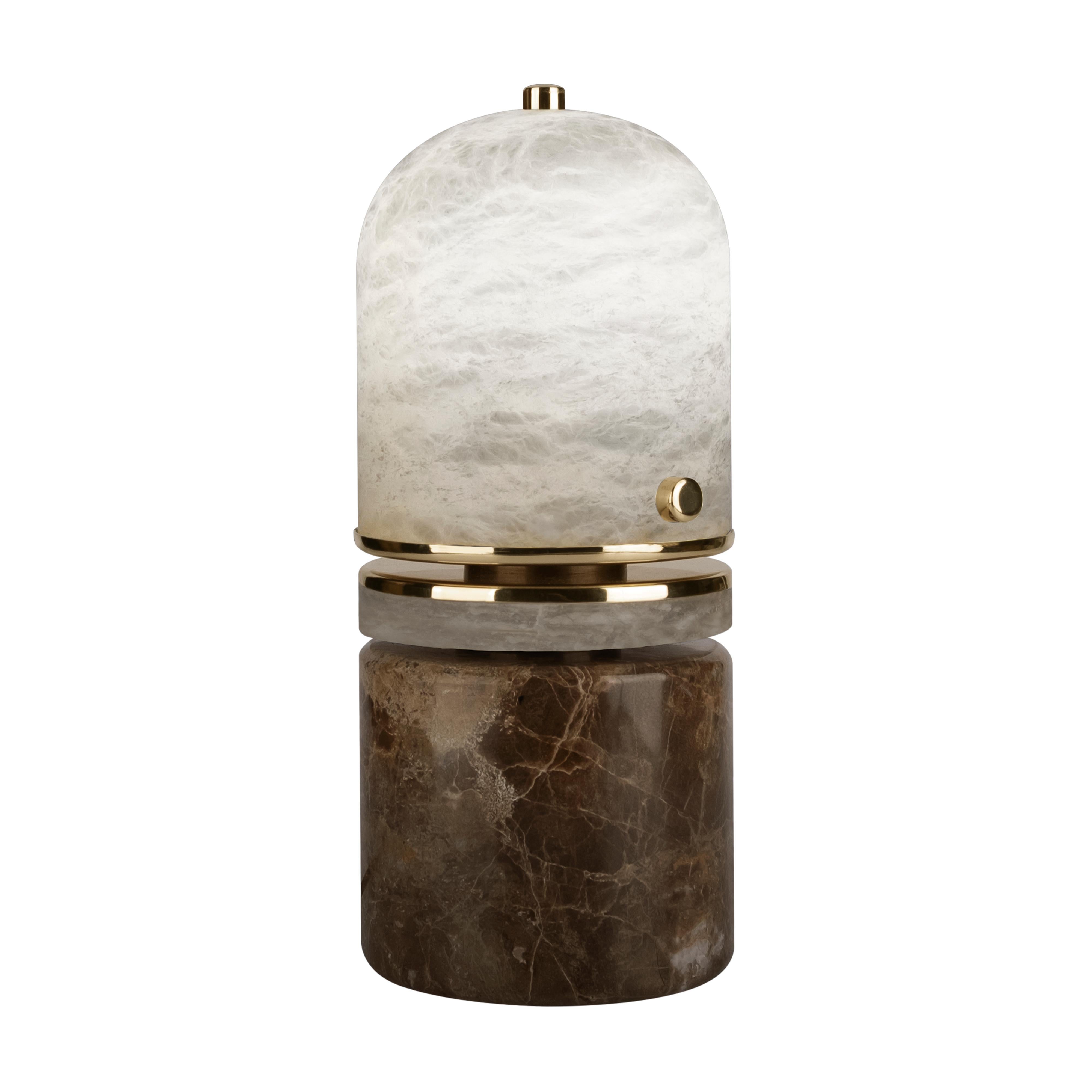 Contemporary 21st Century Russell Table Lamp Alabaster Emperador For Sale