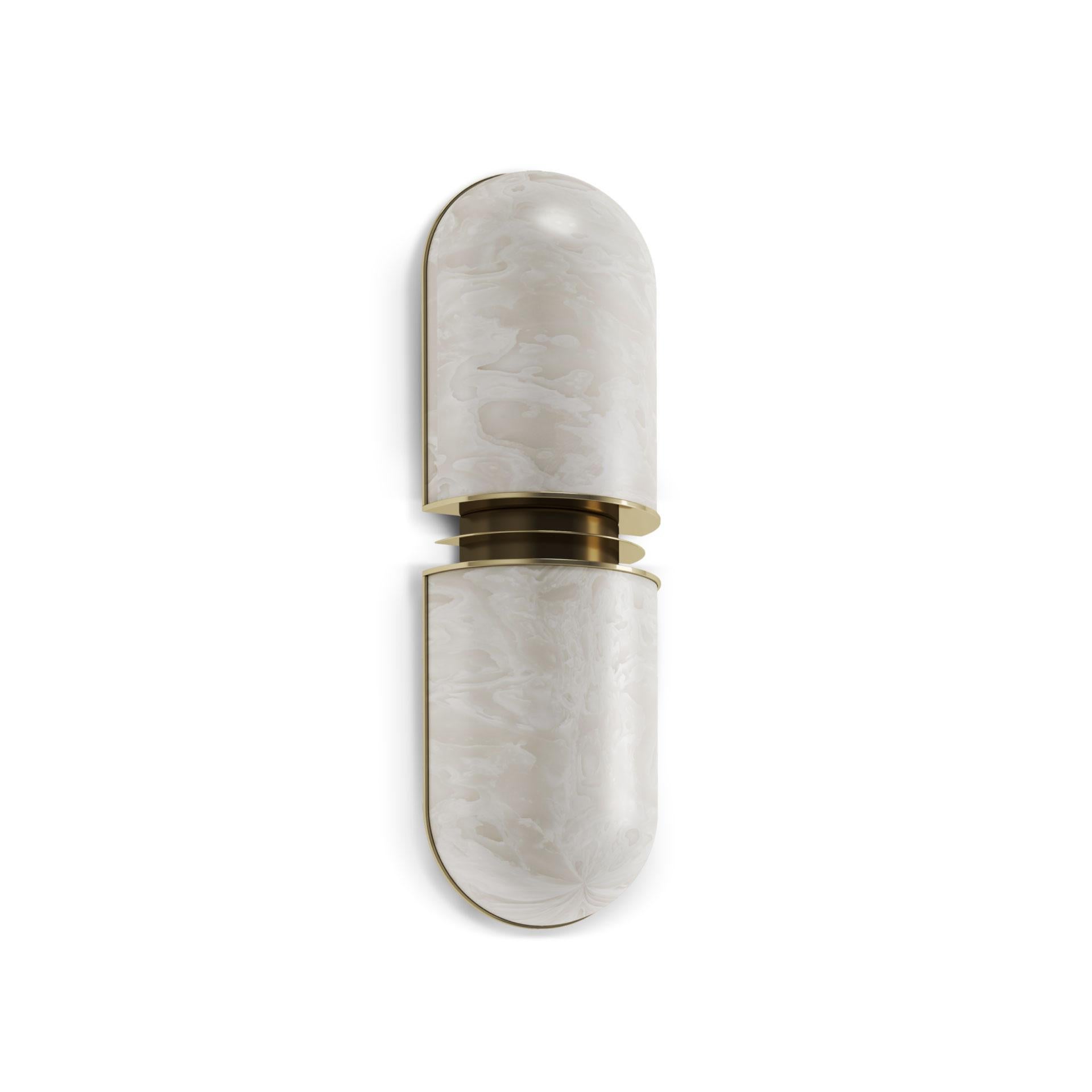 Russell-Wandleuchte II, 21. Jahrhundert, Alabaster, handgefertigt in Portugal von Porus Studio im Zustand „Neu“ im Angebot in RIO TINTO, PT