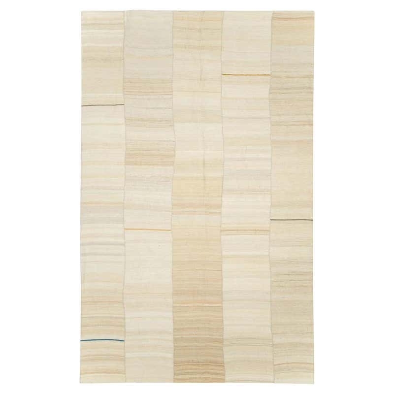 21st Century Rustic Farmhouse Modern Persian Flat-Weave Kilim Cream ...