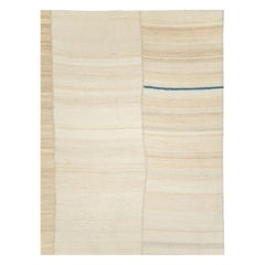 21st Century Rustic Farmhouse Modern Persian Flat-Weave Kilim Cream Accent Rug