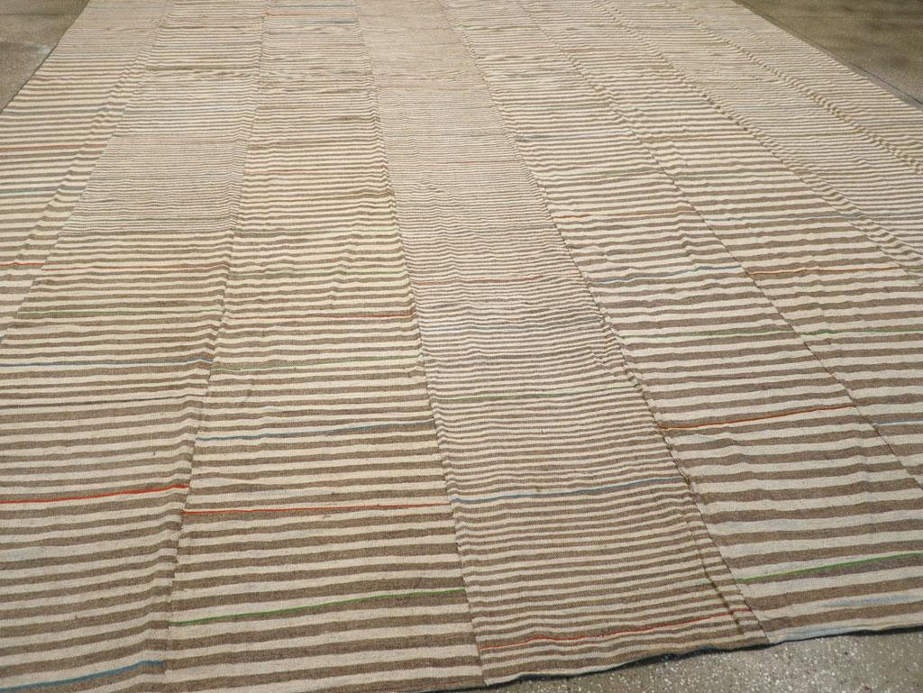 Wool 21st Century Rustic Handmade Turkish Flatweave Kilim Oversize Carpet For Sale