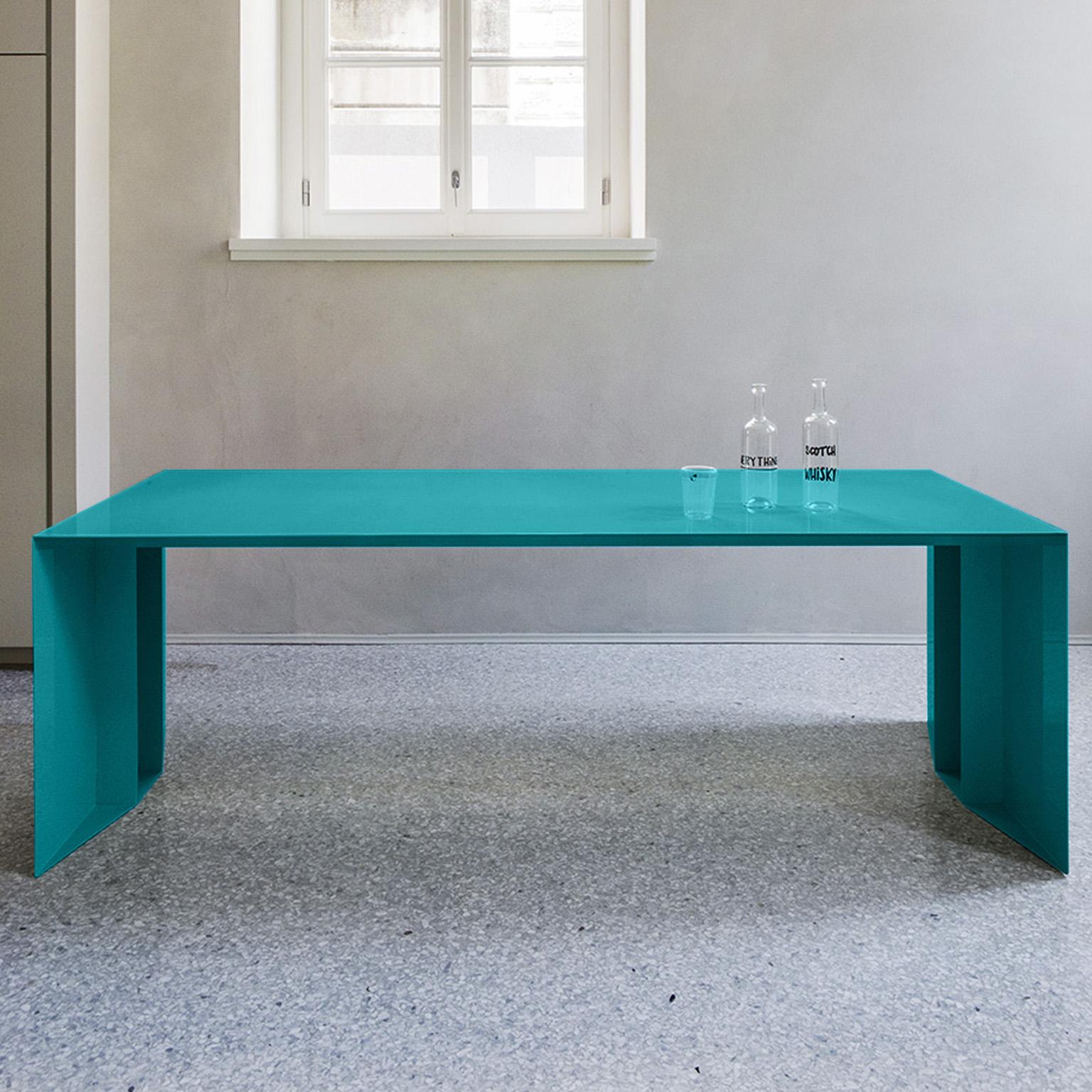 Table de salle à manger/bureau S3 du 21e siècle en fer laqué vert bleu jaune argenté rose en vente 4