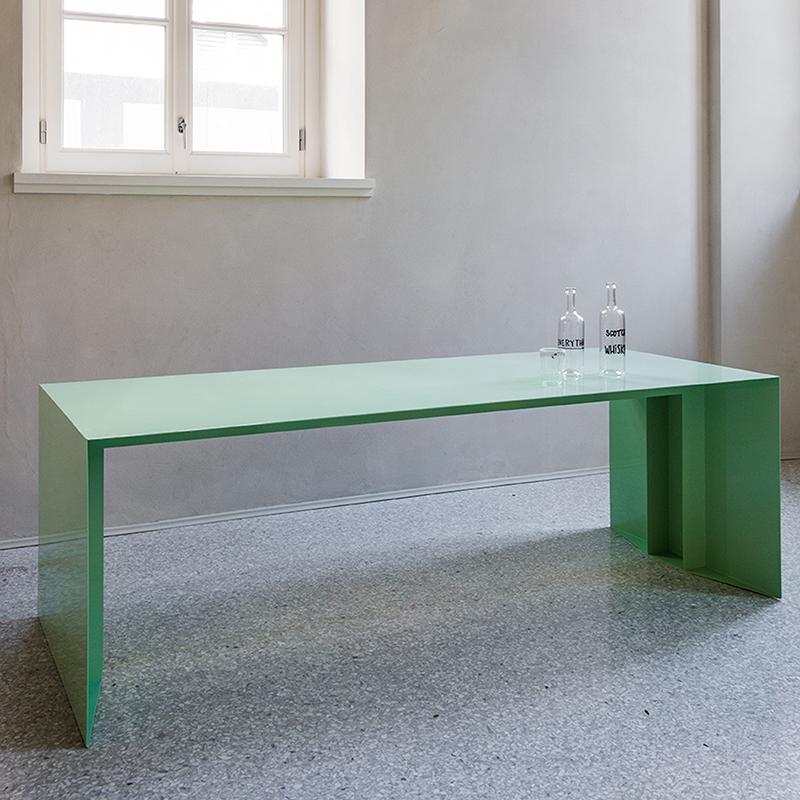 21st Century S3 Laquered Iron Dining Table / Desk Green Blue Yellow Silver Pink For Sale 12