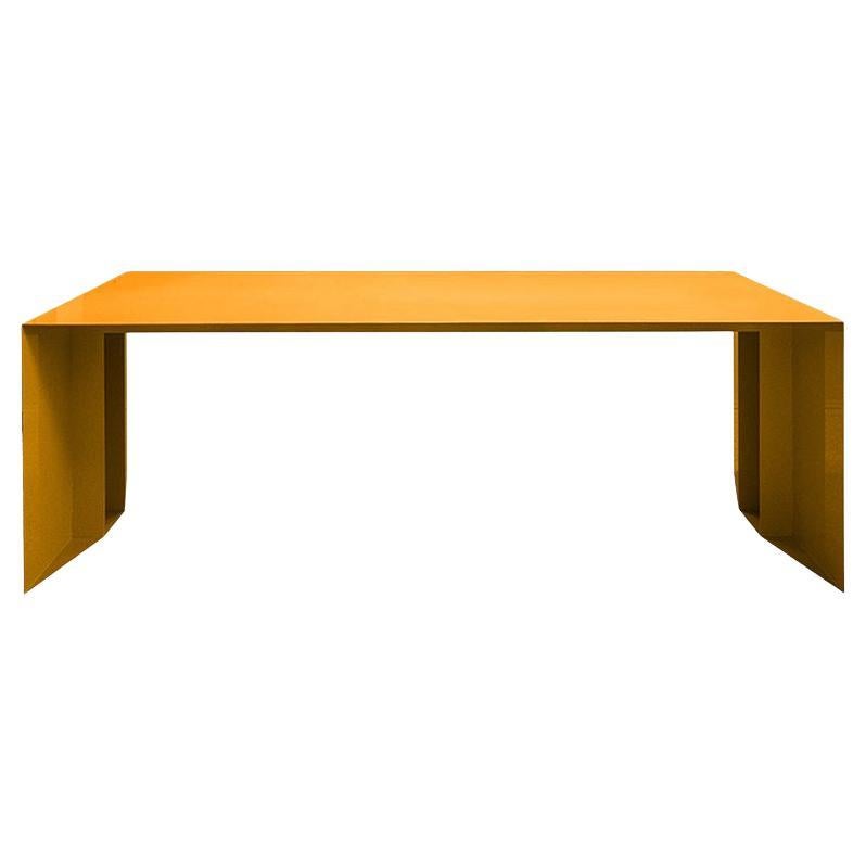 Handmade lacquered iron table, obtained by bending a single metal sheet.

Dimensions and colors customizable on request.

  