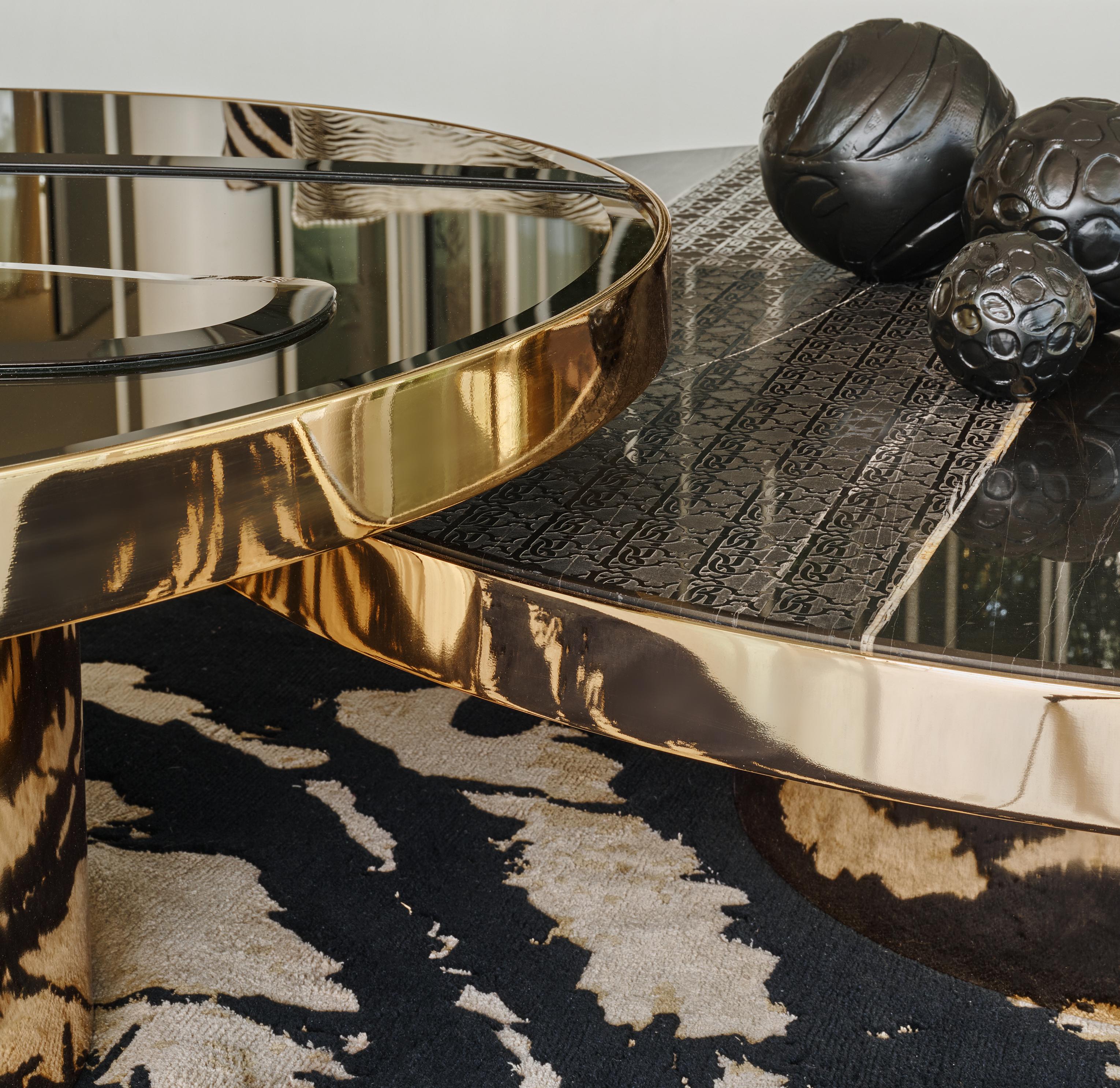 Table d'appoint Sahara du 21e siècle avec plateau en marbre par Roberto Cavalli Home Interiors en vente 1