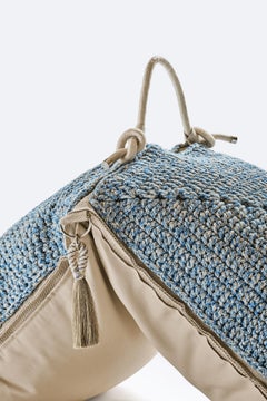 21st Century Sand-Blue Outdoor Indoor Handmade Floor Cushion