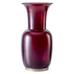 Grand vase en verre satiné du 21e siècle en rouge sang/crème de Venini