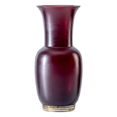 21st Century Satin Small Glass Vase in Blood Red/Crystal Rio by Venini