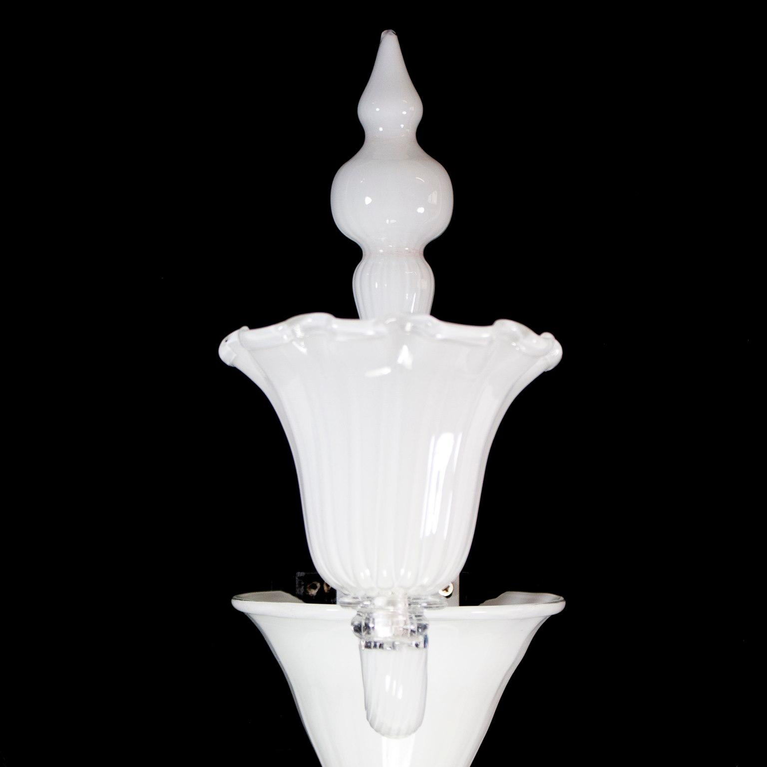Other 21st Century Sconce 1 Arm, Rigadin White Encased Murano Glass by Multiforme For Sale