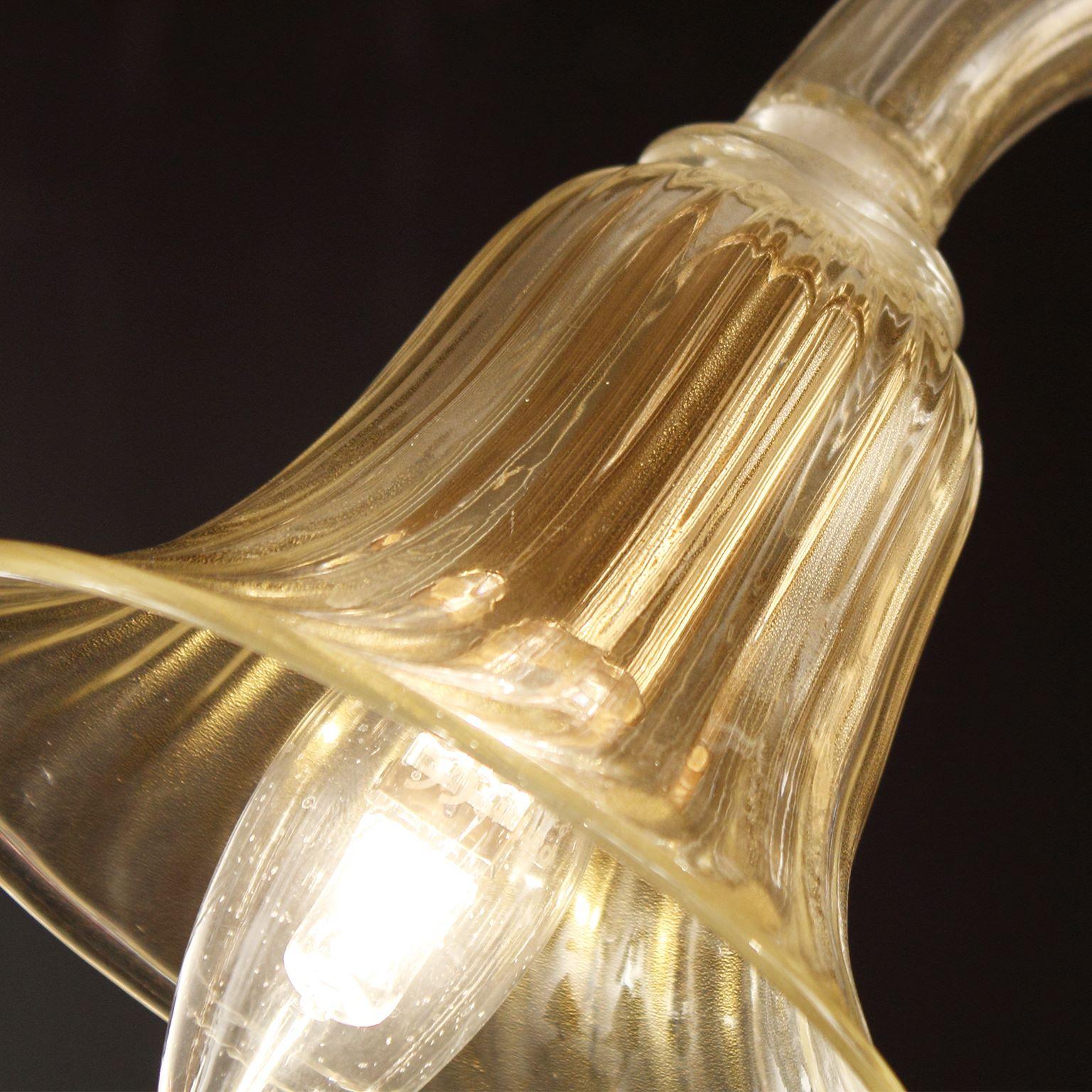 Contemporary 21st Century Sconce 2 Arms Gold Murano Glass Simplicissimus by Multiforme For Sale