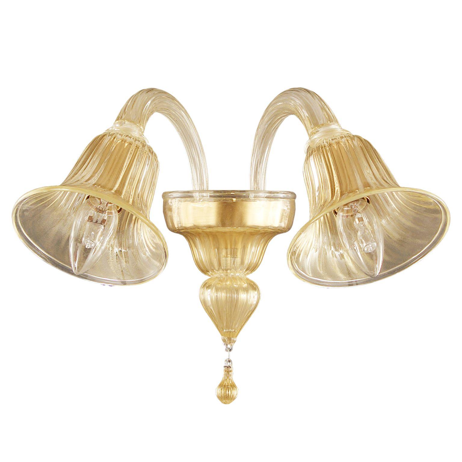 21st Century Sconce 2 Arms Gold Murano Glass Simplicissimus by Multiforme For Sale