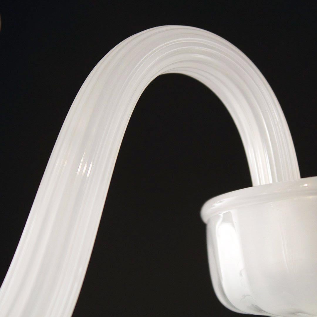 Other 21st Century Sconce 3 Arms White Silk Murano Glass by Multiforme in Stock For Sale