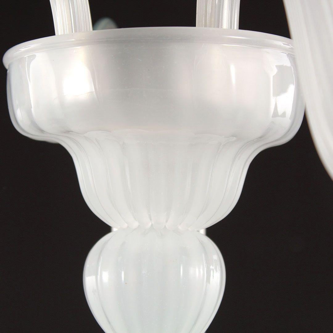 Italian 21st Century Sconce 3 Arms White Silk Murano Glass by Multiforme in Stock For Sale