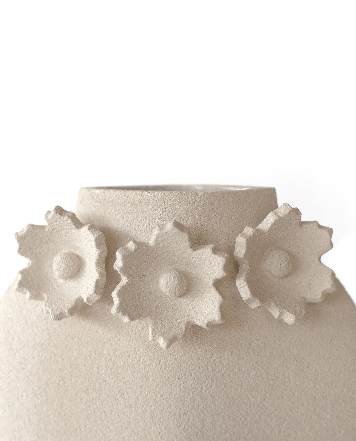 Minimalist 21st Century ‘Sculptural Flowers - Dal', Ceramic Vase, Handcrafted in France For Sale