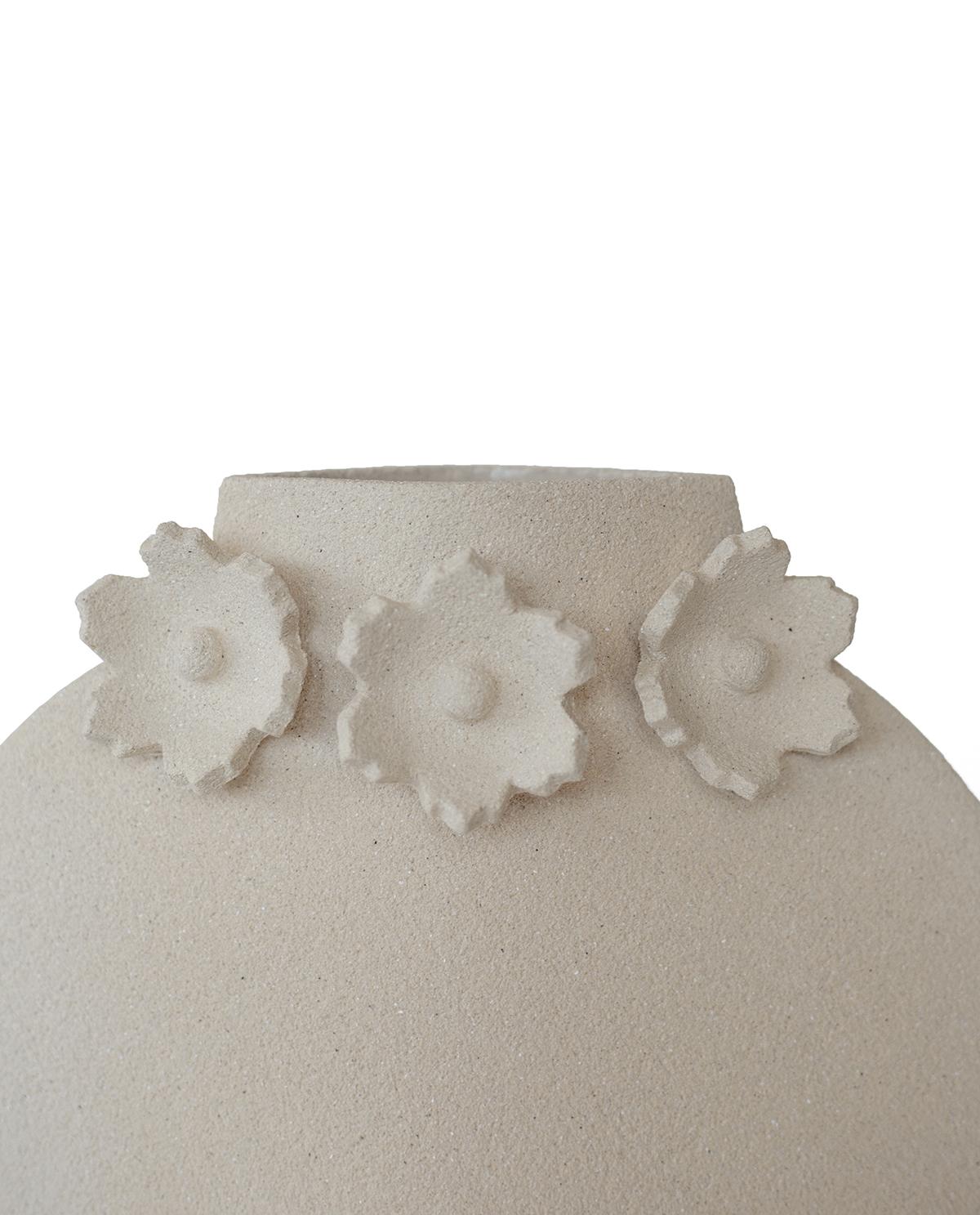 Minimalist 21st Century 'Sculptural Flowers' Vase in White Ceramic, Hand-Crafted in France For Sale