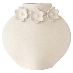 21st Century 'Sculptural Flowers' Vase in White Ceramic, Hand-Crafted in France