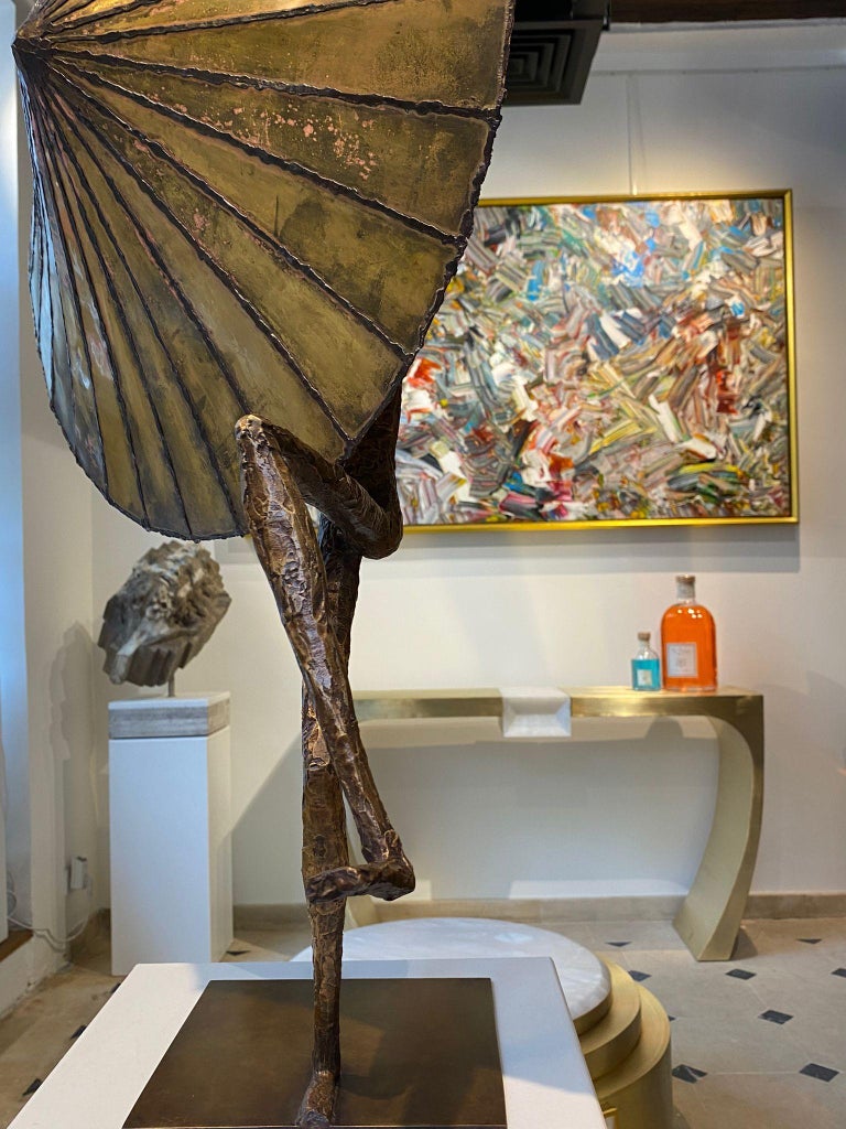 Gilt 21st Century Sculptural Table Lamp Sisyphe by Fantôme For Sale