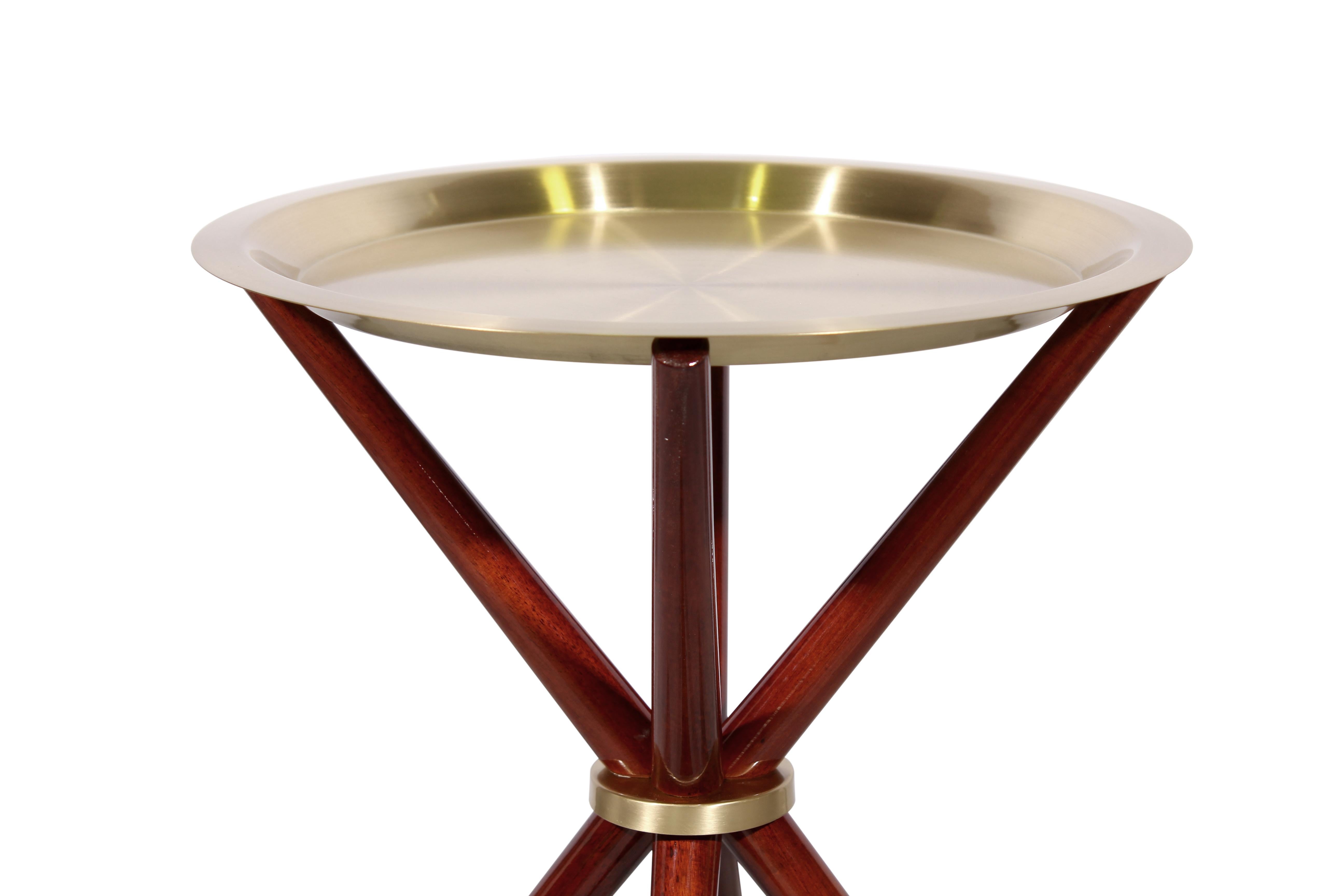 Portuguese 21st Century Seattle Side Table Brushed Brass For Sale
