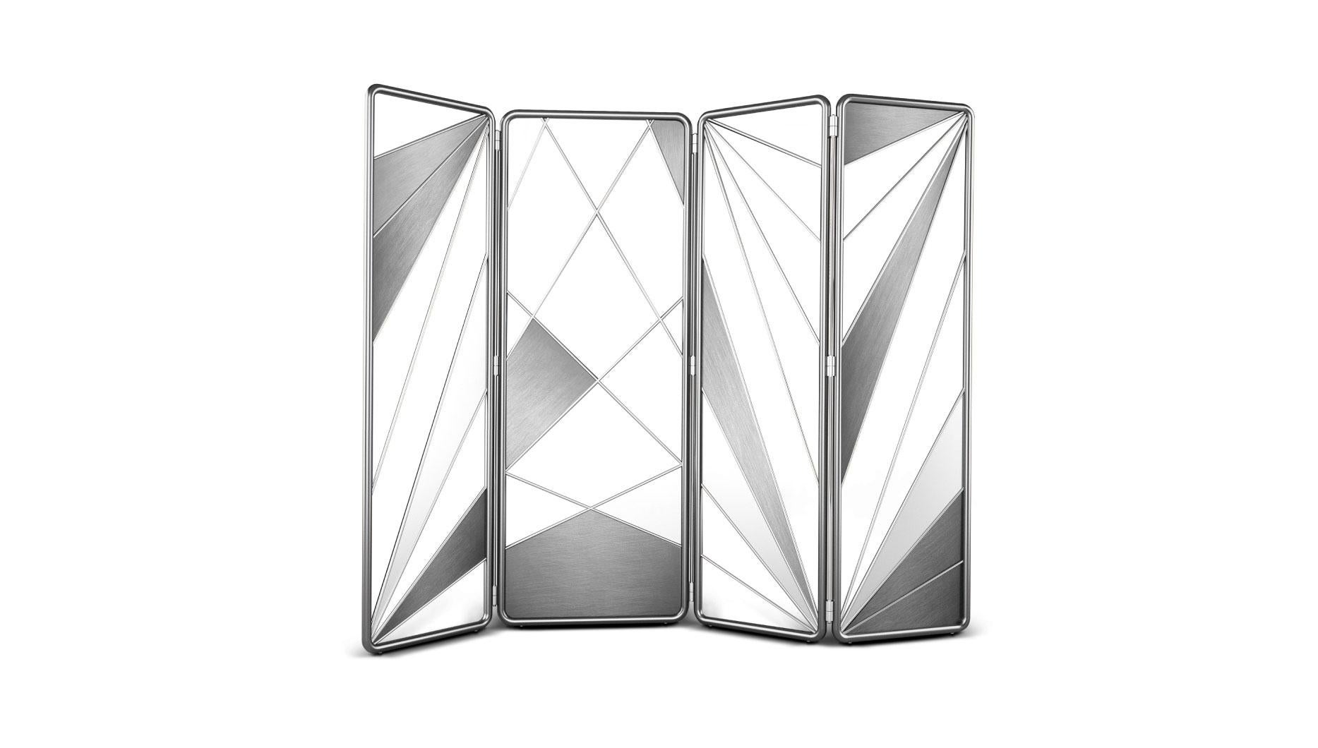 21st Century Seattral Folding Screen Stained Steel In New Condition For Sale In RIO TINTO, PT