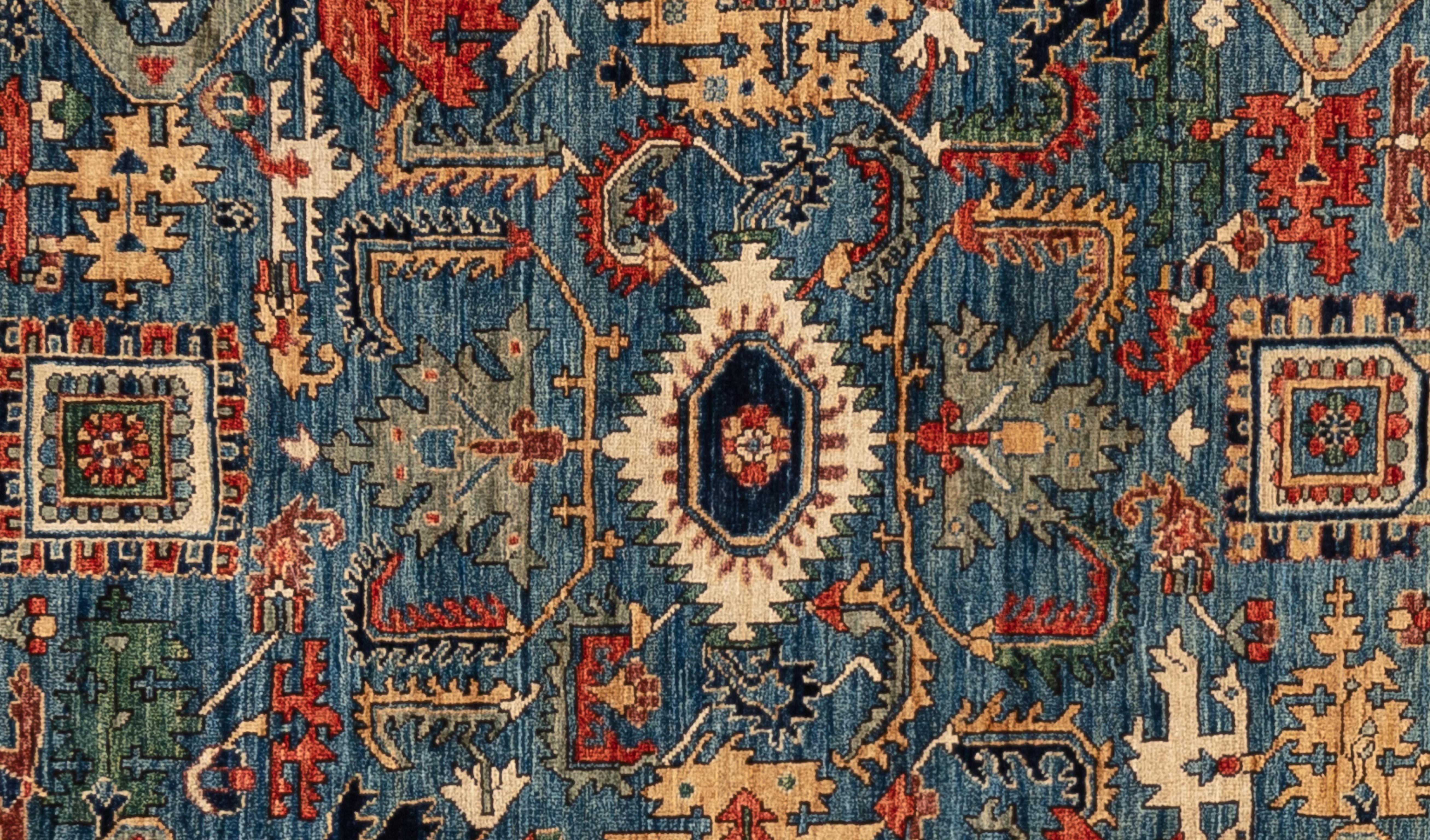 Indulge in timeless elegance with this exquisite Serapi rug. Handcrafted with intricate motifs and vibrant hues, it exudes warmth and sophistication. Handwoven by master weavers and made of 100% wool, its plush texture promises both luxury and