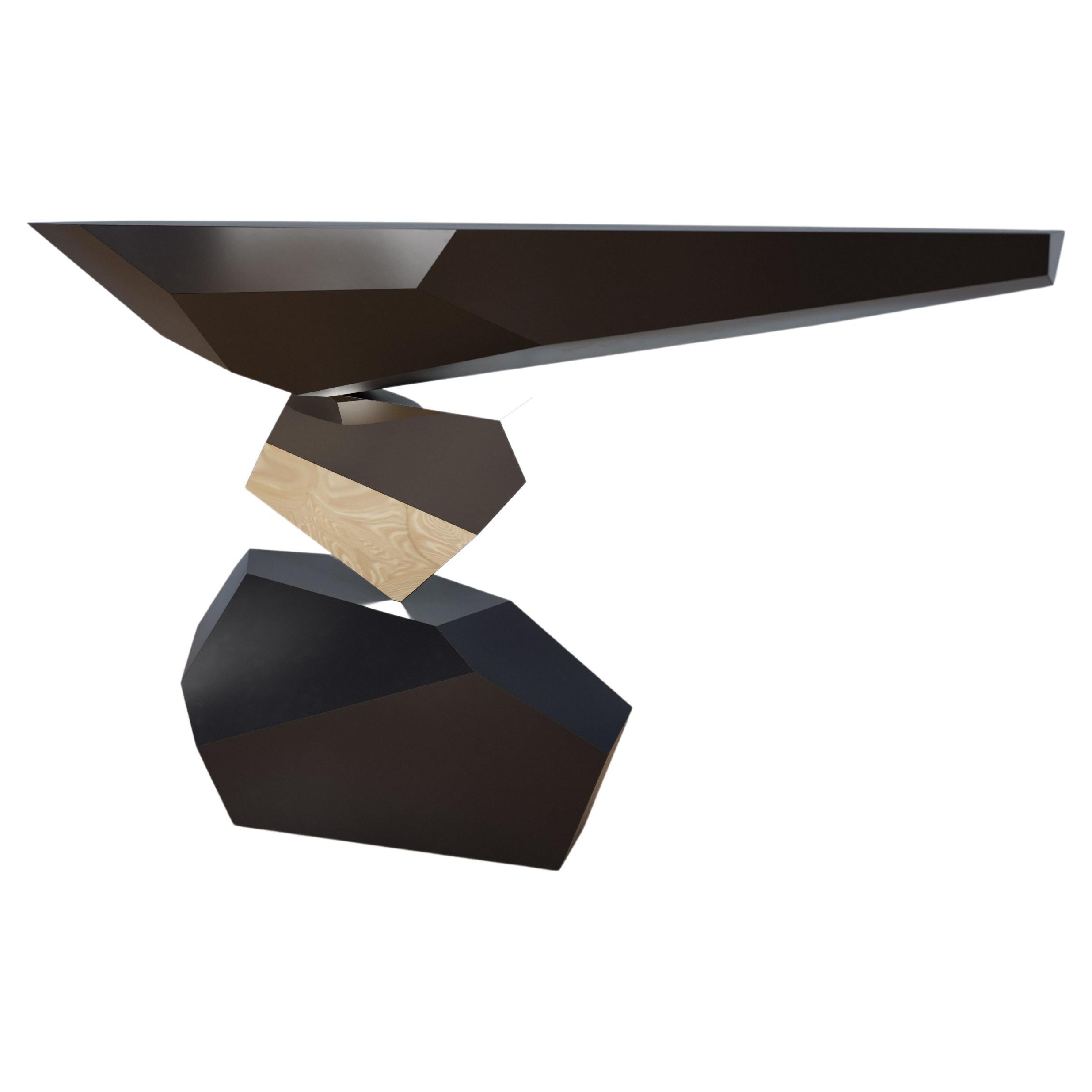 British Modern Sculptural Console Table in Polished Stainless Steel For Sale