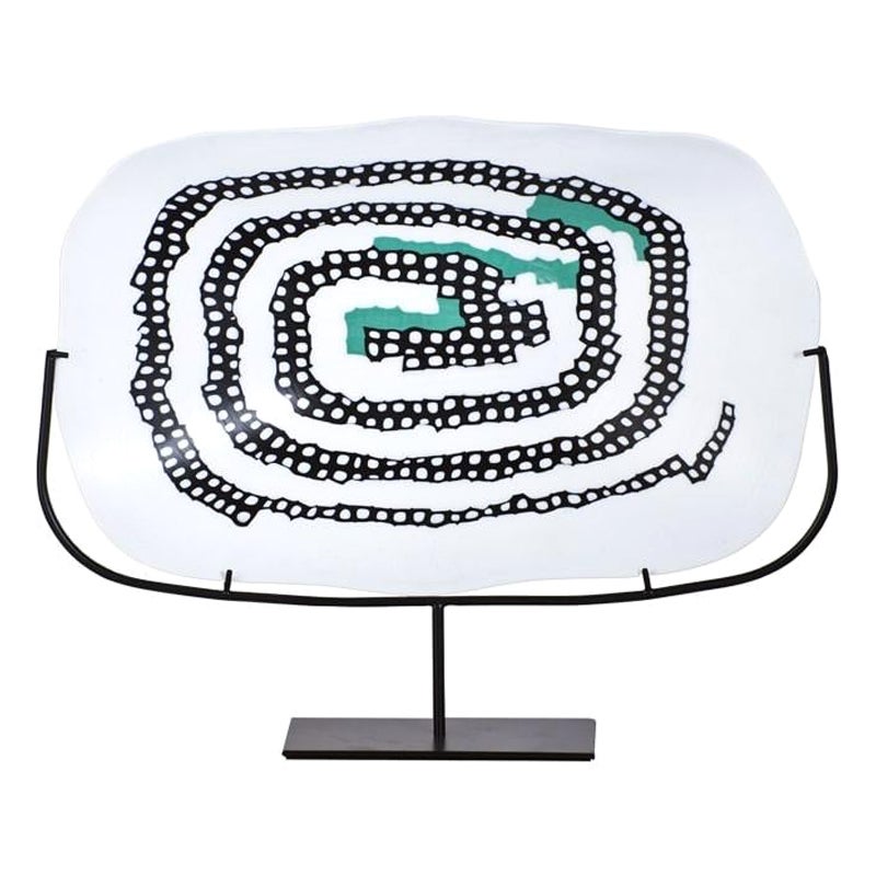 Servierglas-Skulptur aus dem 21. Jahrhundert in Schwarz/Milchweiß/Türkis im Angebot