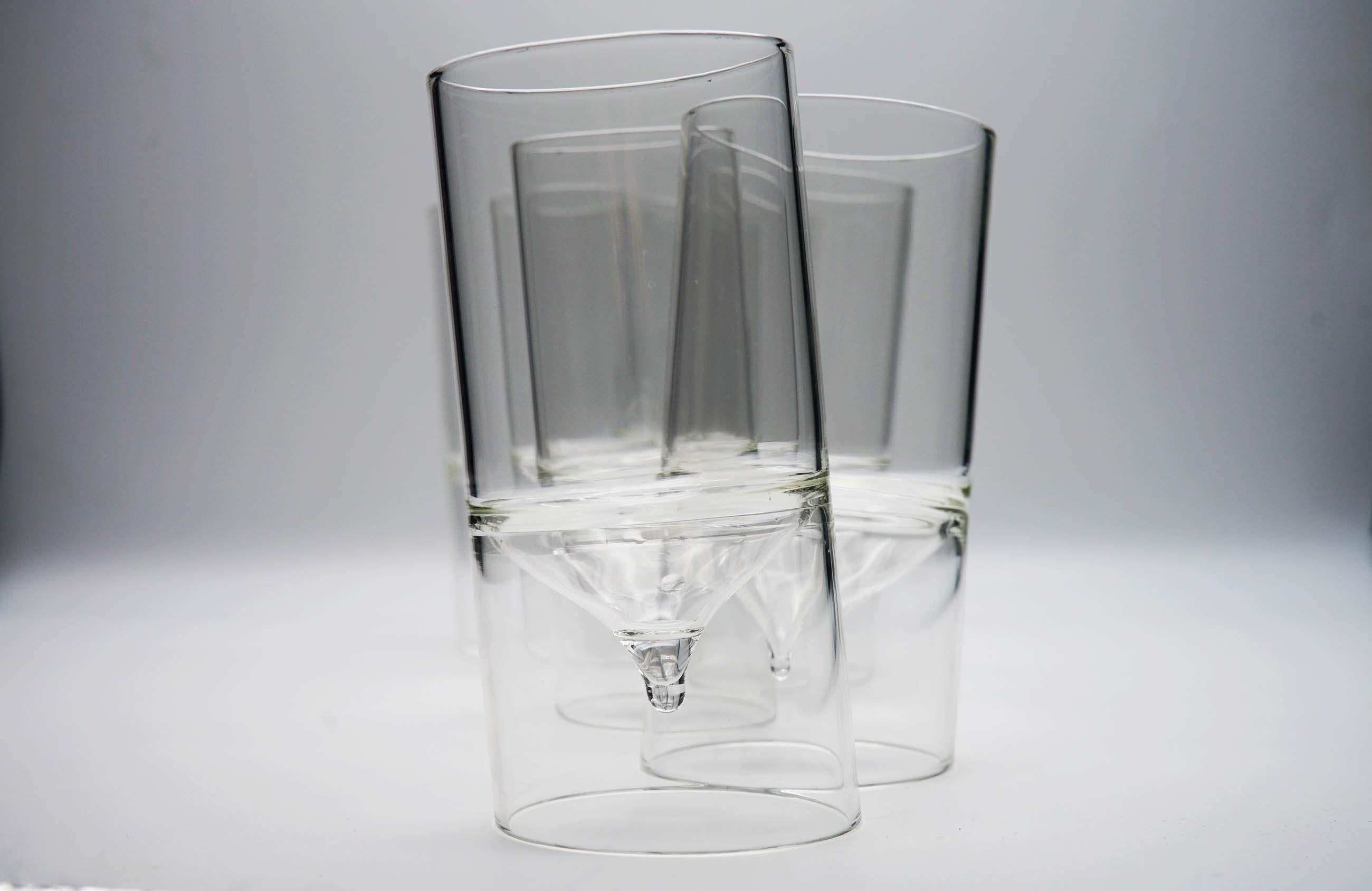 21st Century Set of 6 Glass Tumblers, Hand-Crafted, Kanz Architetti For Sale 4