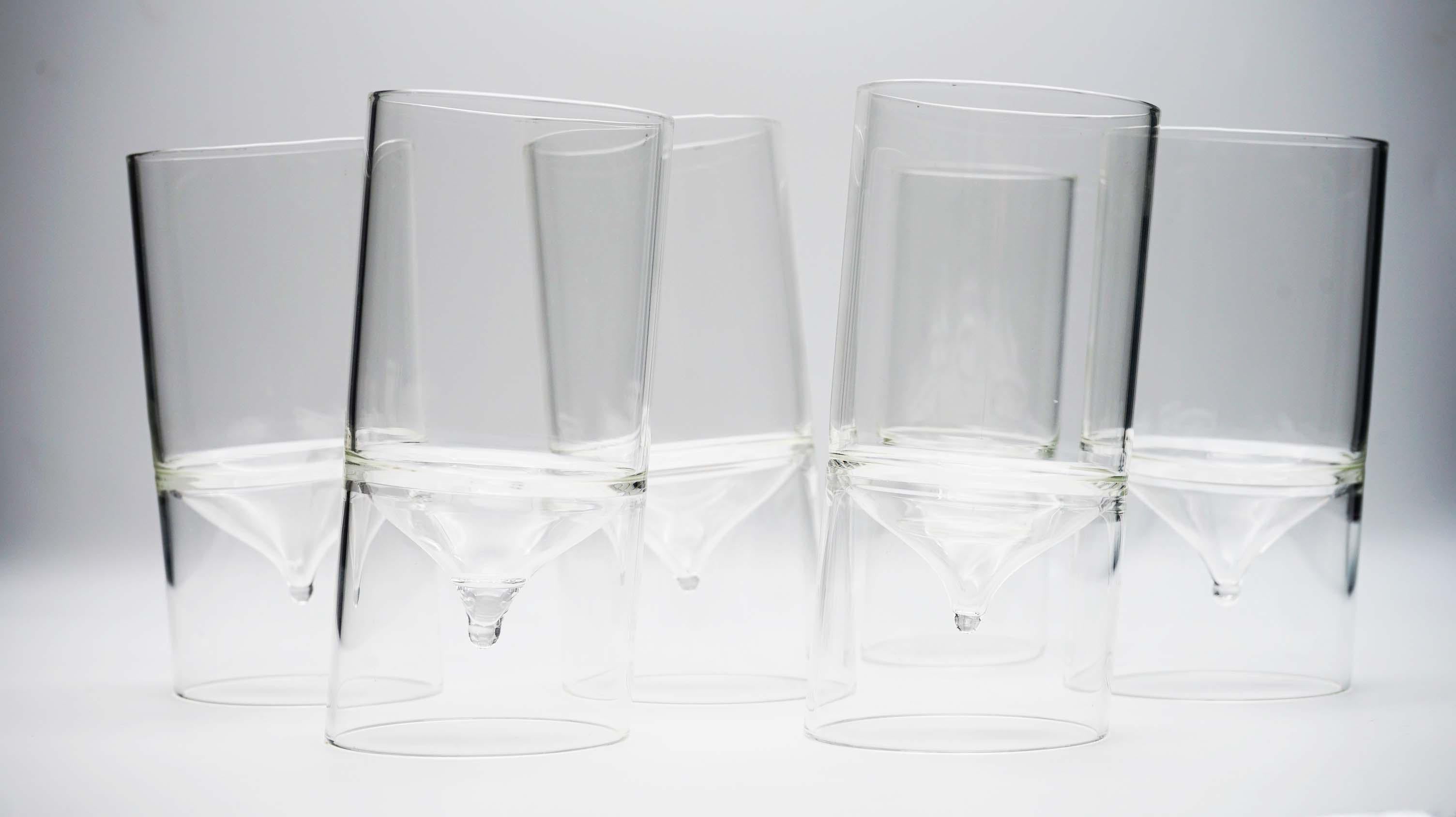 21st Century Set of 6 Glass Tumblers, Hand-Crafted, Kanz Architetti In New Condition For Sale In Venezia, Veneto