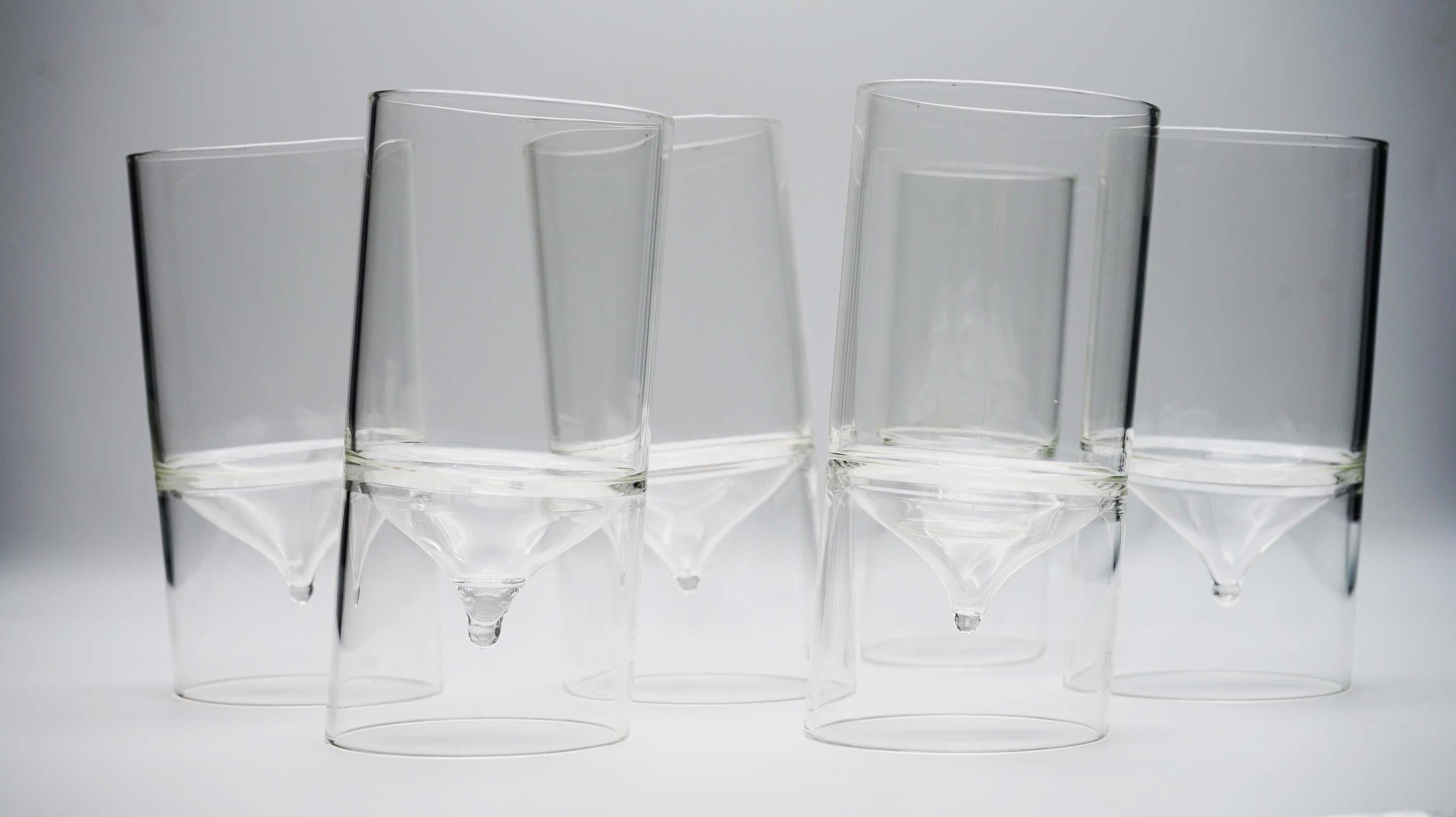 Contemporary 21st Century Set of 6 Glass Tumblers, Hand-Crafted, Kanz Architetti For Sale