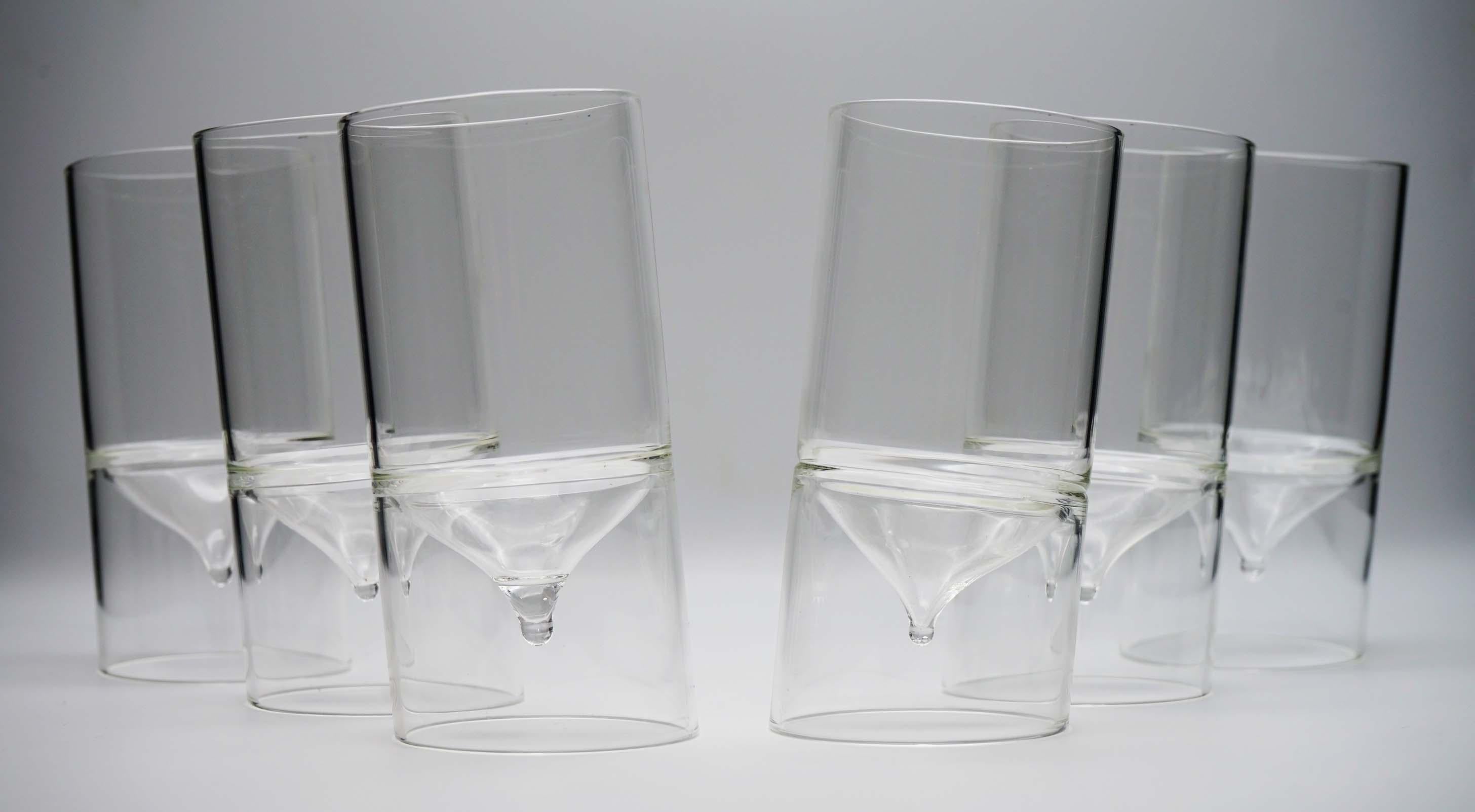 21st Century Set of 6 Glass Tumblers, Hand-Crafted, Kanz Architetti For Sale 3