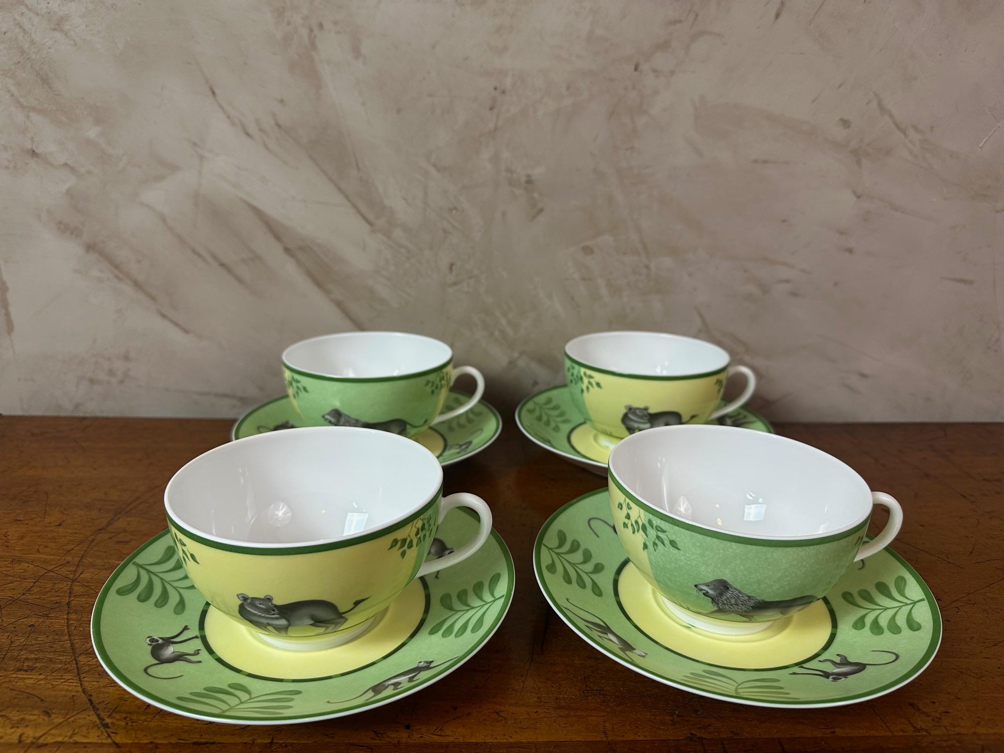 21st century Set of Four Tea Cups by Hermes In Good Condition In LEGNY, FR