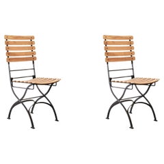 21st Century Set of Two French Teakwood Bistro Chairs